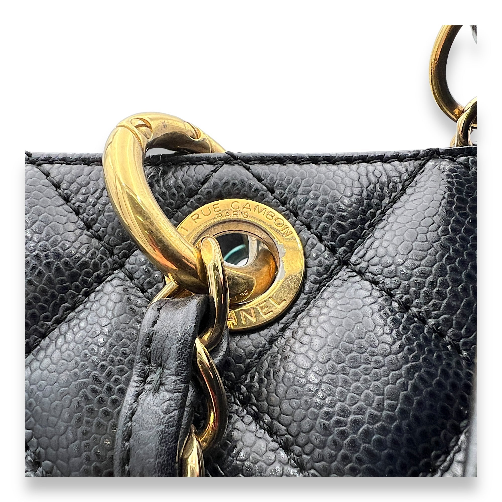 GST Large Black Tote Bag in Caviar Leather, Gold hardware - Image 6