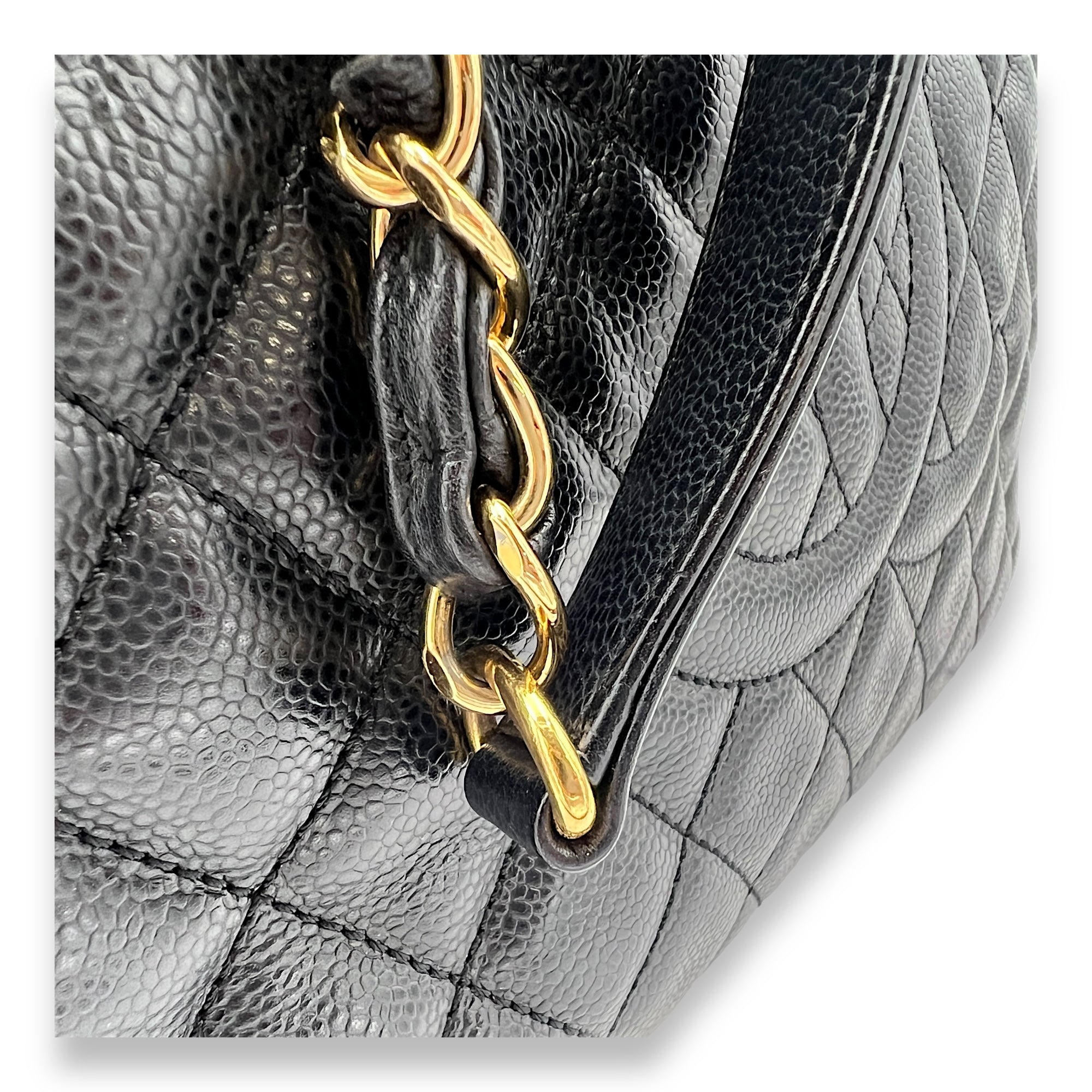 GST Large Black Tote Bag in Caviar Leather, Gold hardware - Image 8