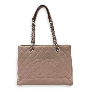 GST Tote Bag Pink in Caviar Leather, Silver hardware