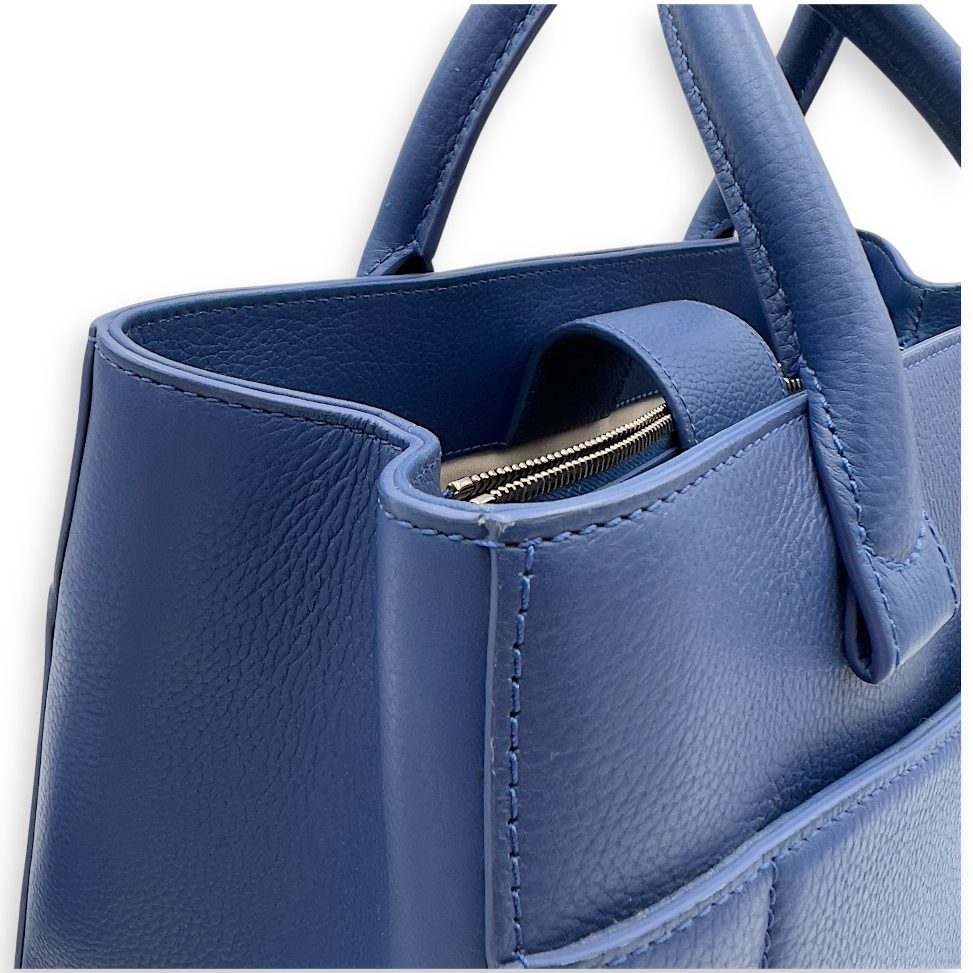 Neo Executive Blue Top Handle Bag in Caviar Leather, Silver hardware - Image 13