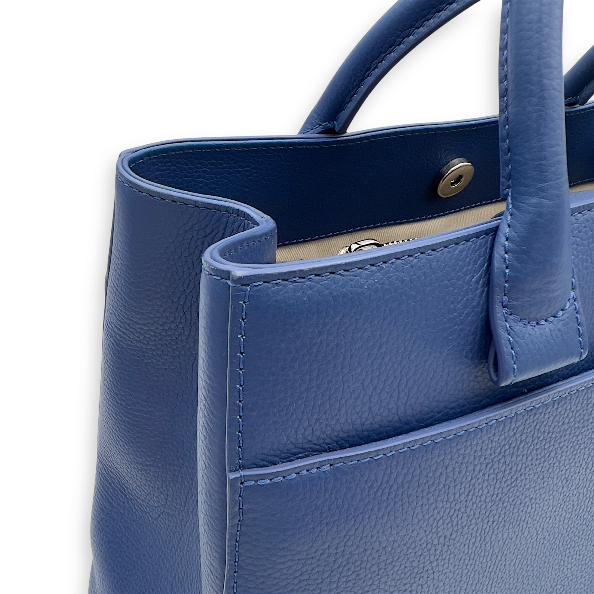 Neo Executive Blue Top Handle Bag in Caviar Leather, Silver hardware - Image 15
