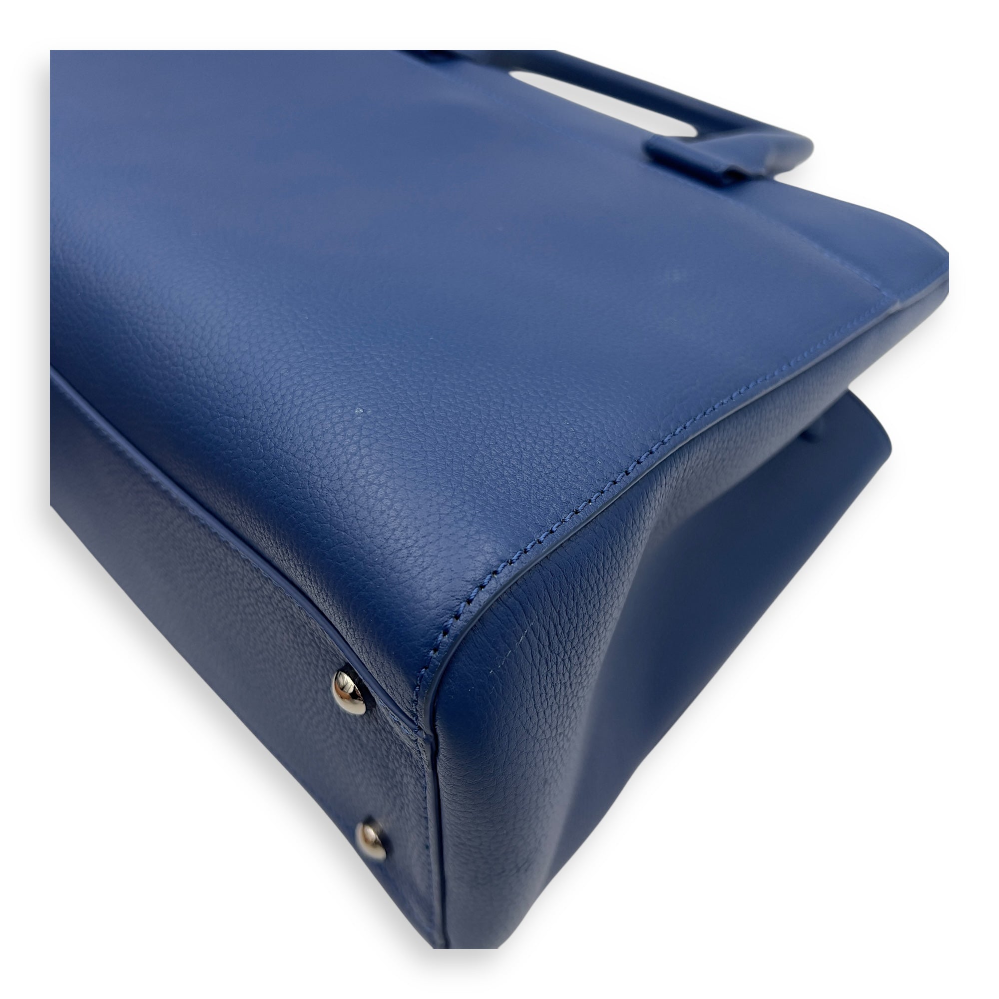 Neo Executive Blue Top Handle Bag in Caviar Leather, Silver hardware - Image 18