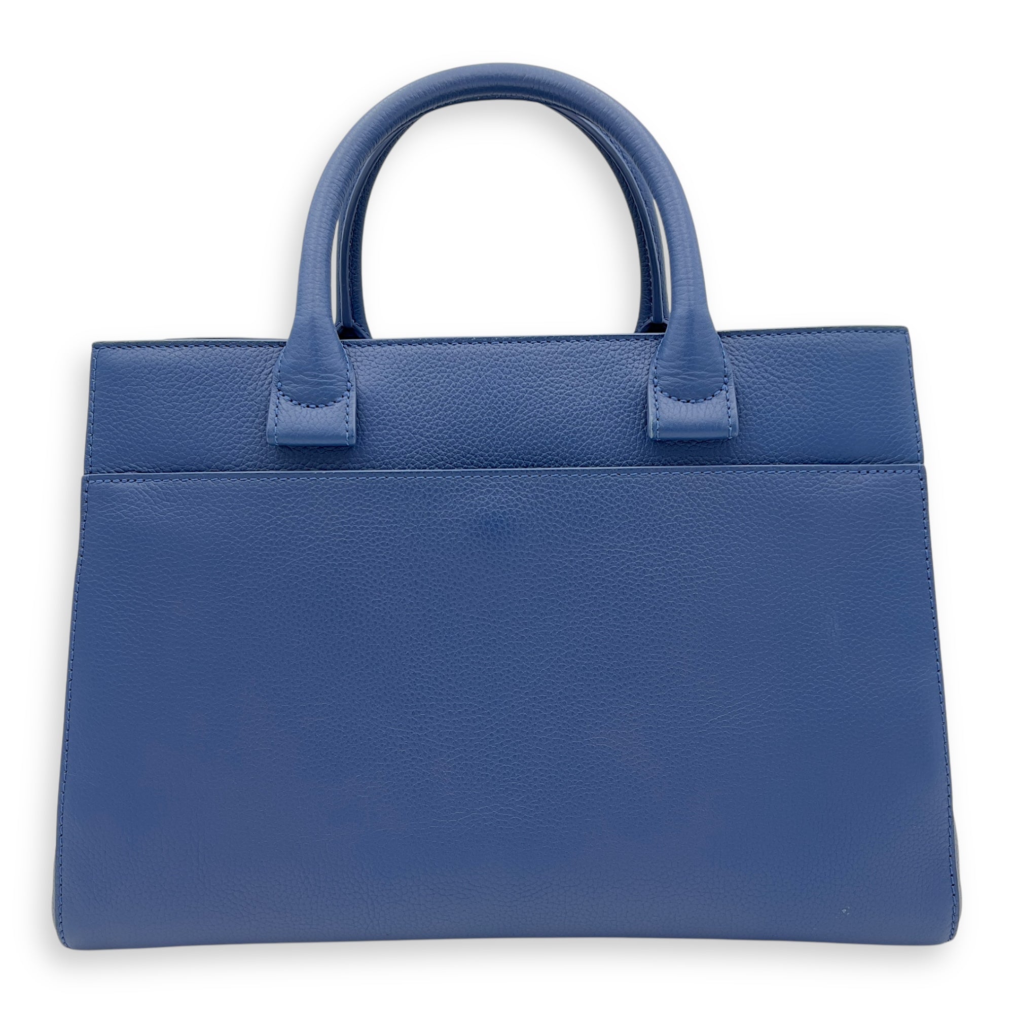 Neo Executive Blue Top Handle Bag in Caviar Leather, Silver hardware - Image 2