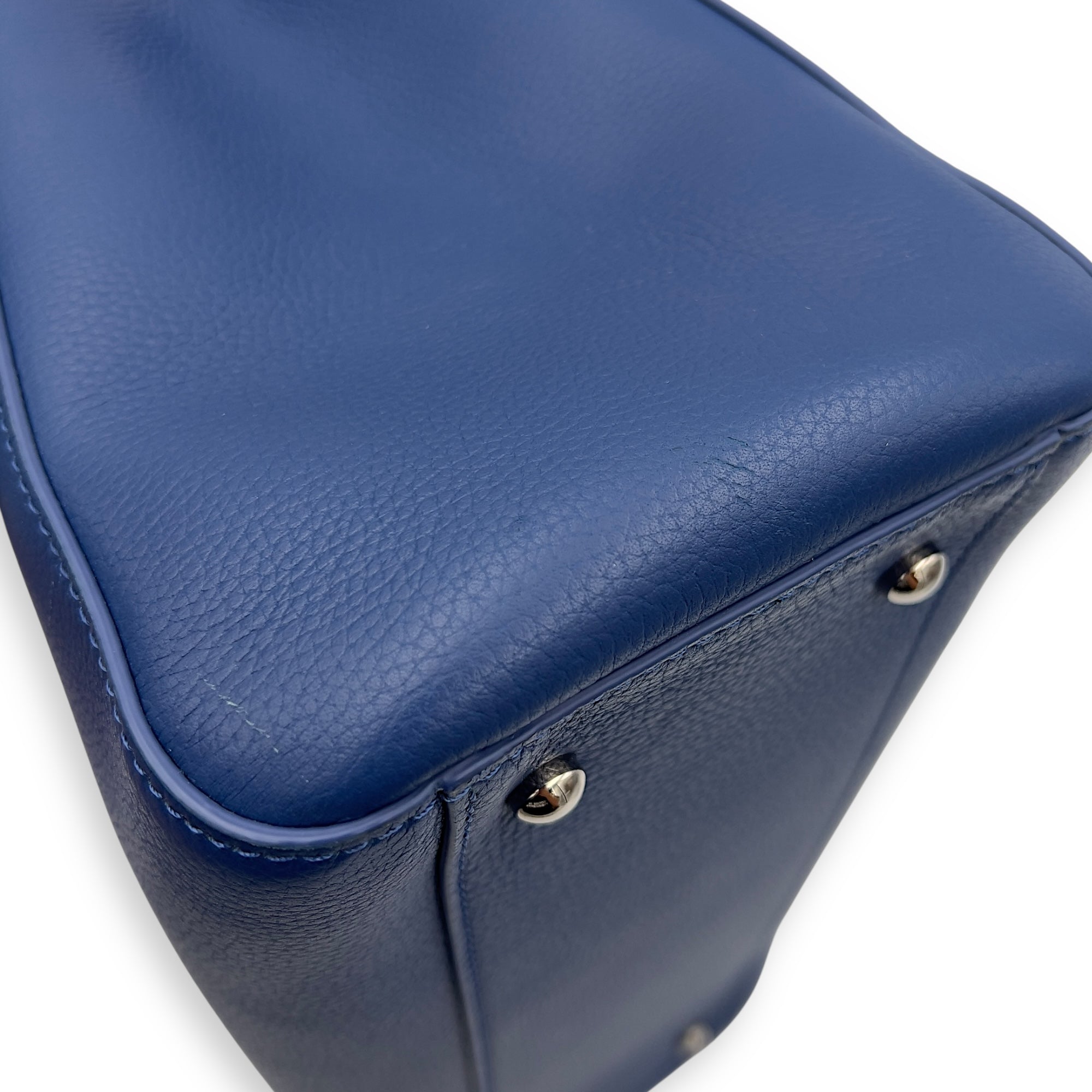 Neo Executive Blue Top Handle Bag in Caviar Leather, Silver hardware - Image 22