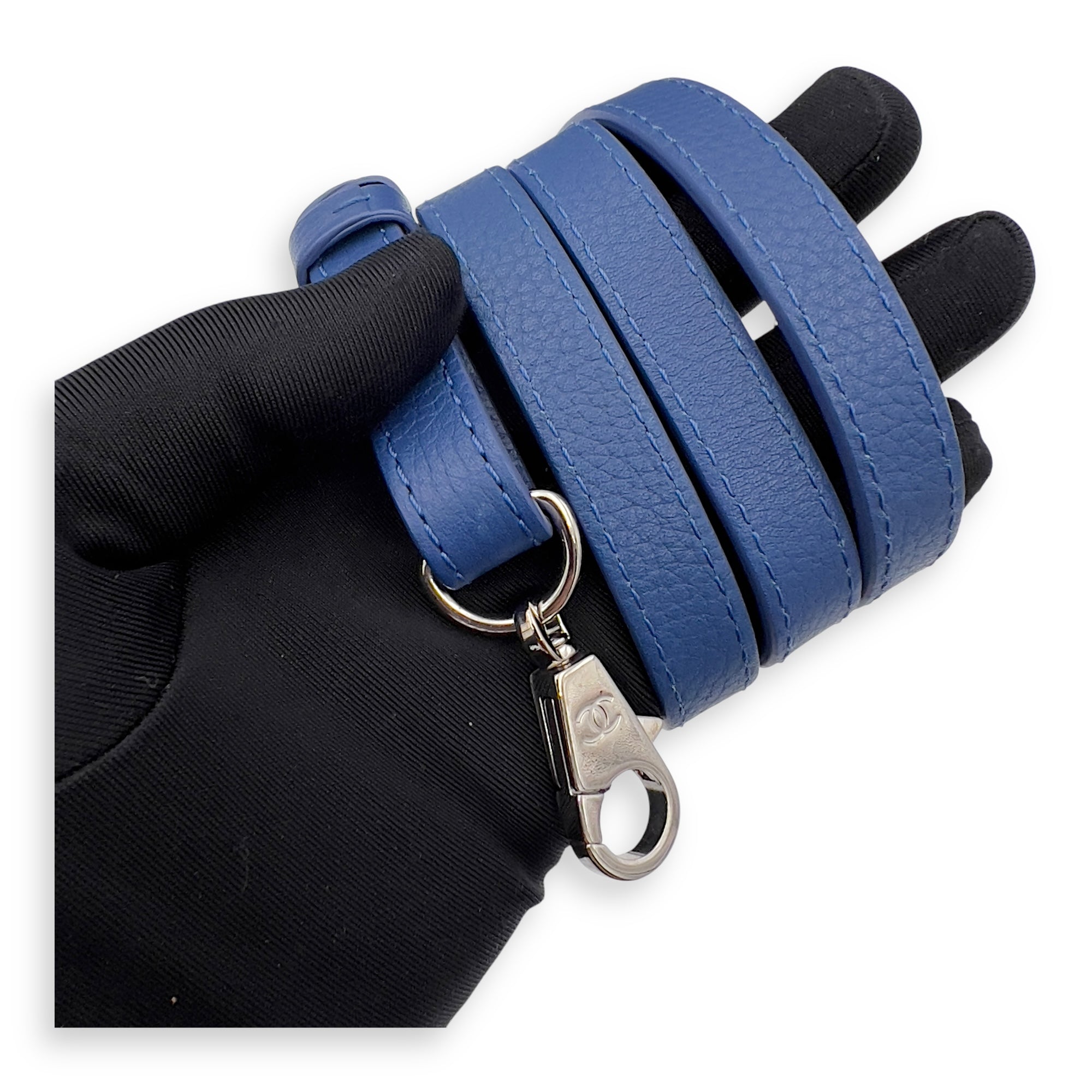 Neo Executive Blue Top Handle Bag in Caviar Leather, Silver hardware - Image 28