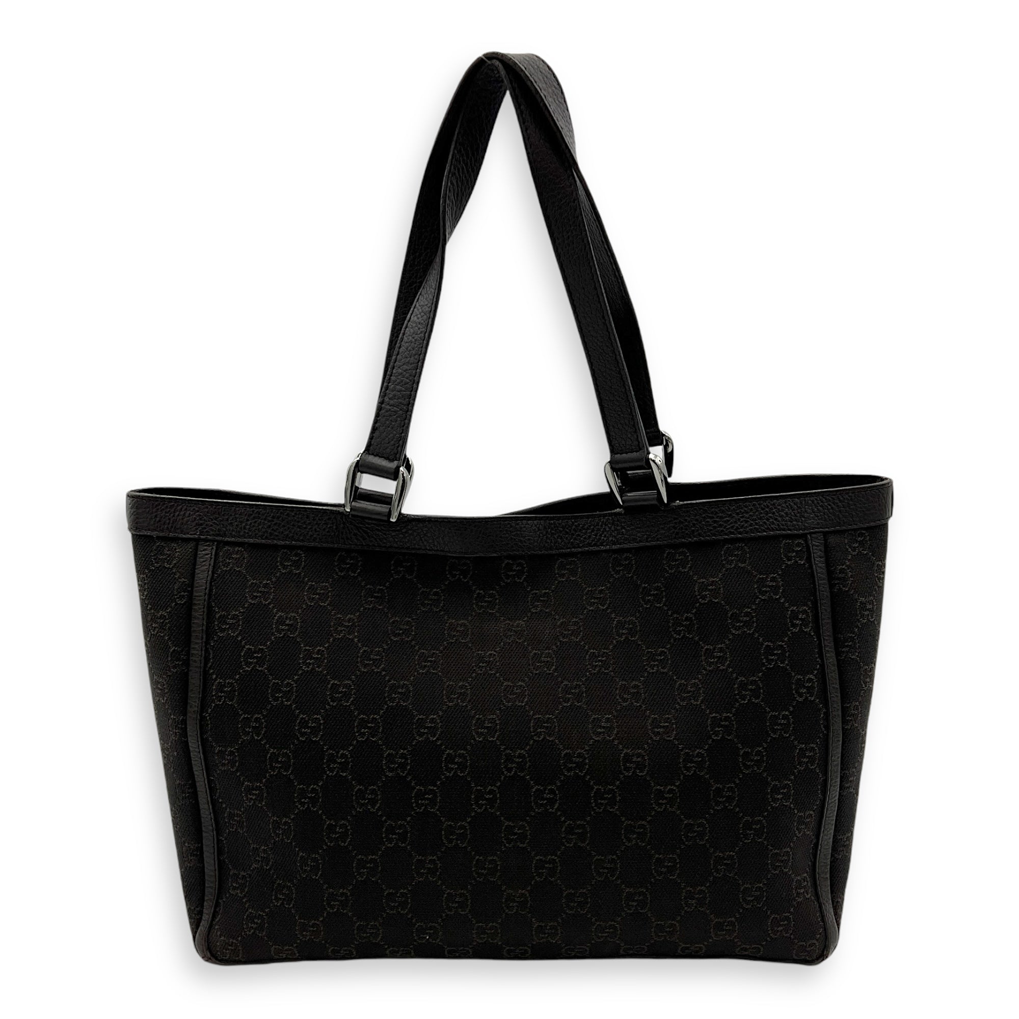 GG Abbey Pocket Black Tote Bag in Canvas, Silver hardware - Image 2