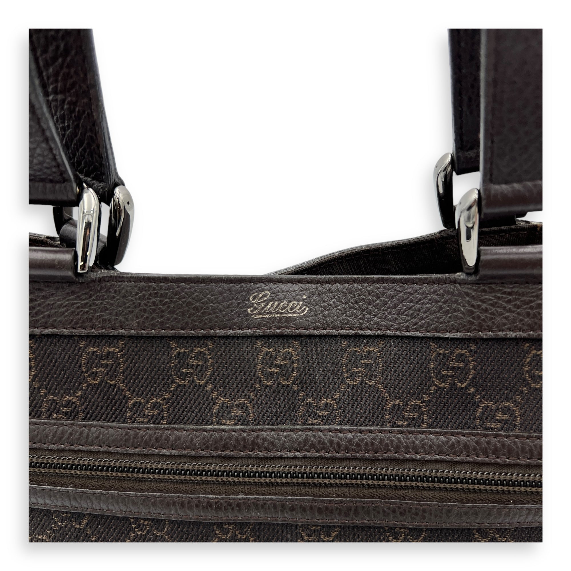 GG Abbey Pocket Black Tote Bag in Canvas, Silver hardware - Image 6