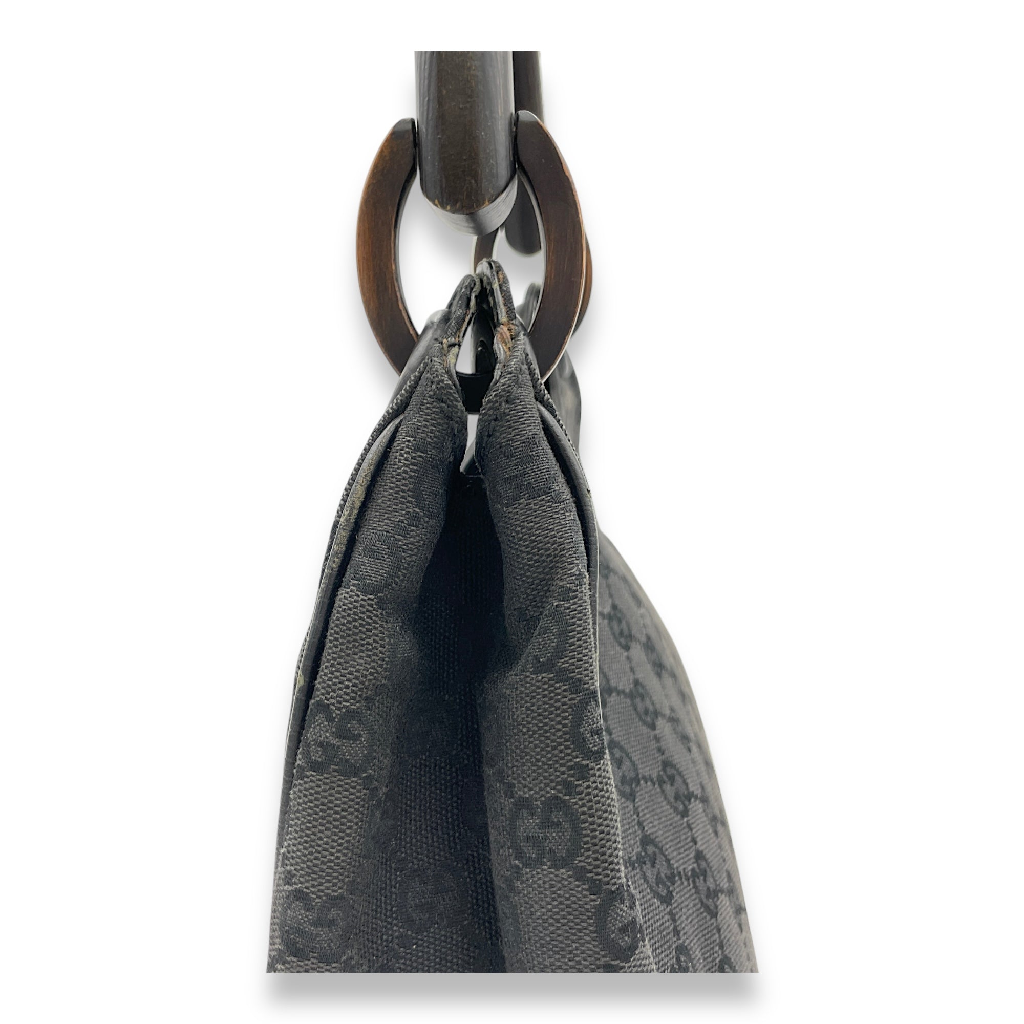 GG Bamboo Black Top Handle Bag in Canvas, Gunmetal hardware - Image 8