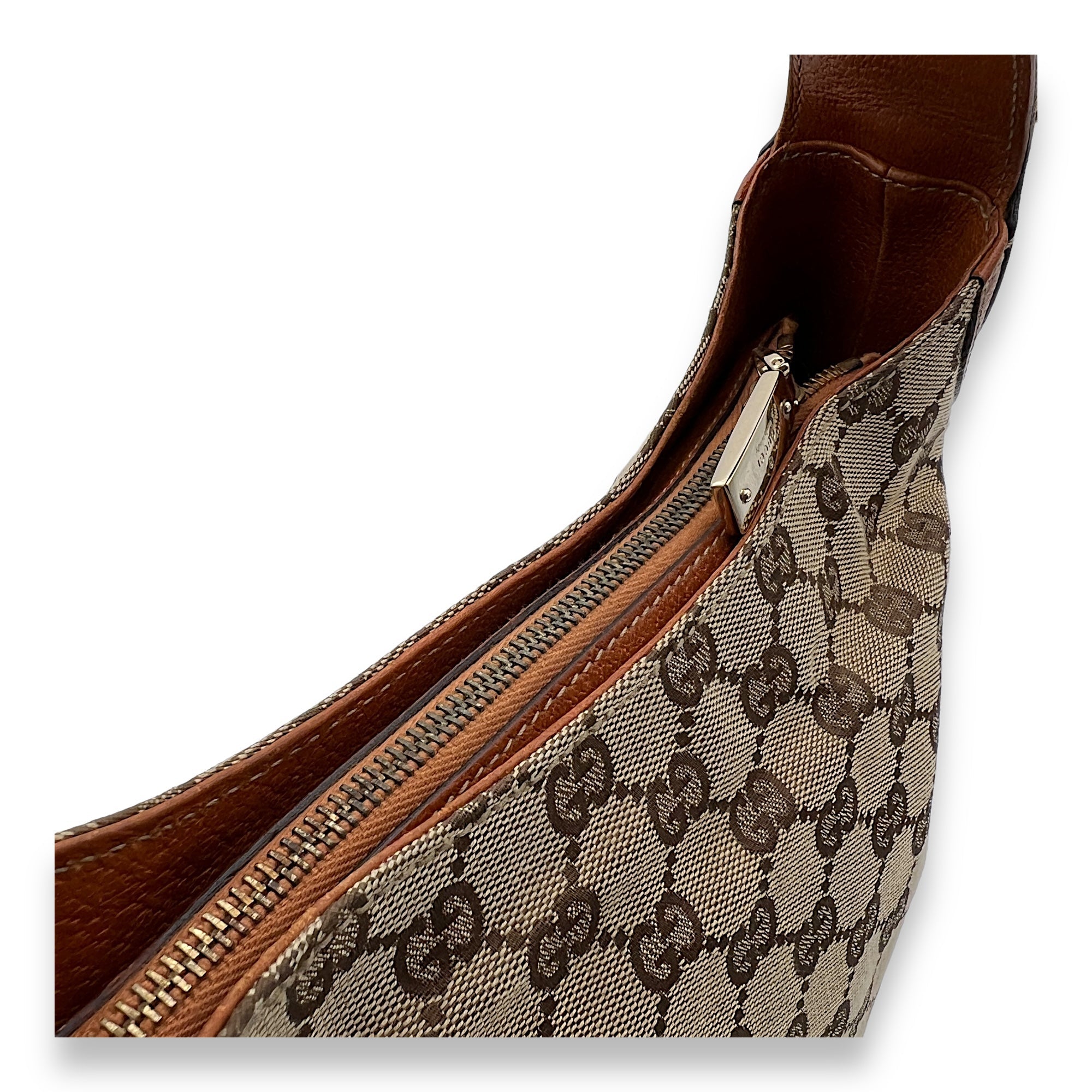 GG Creole Brown Shoulder Bag in Canvas, Gold hardware - Image 10