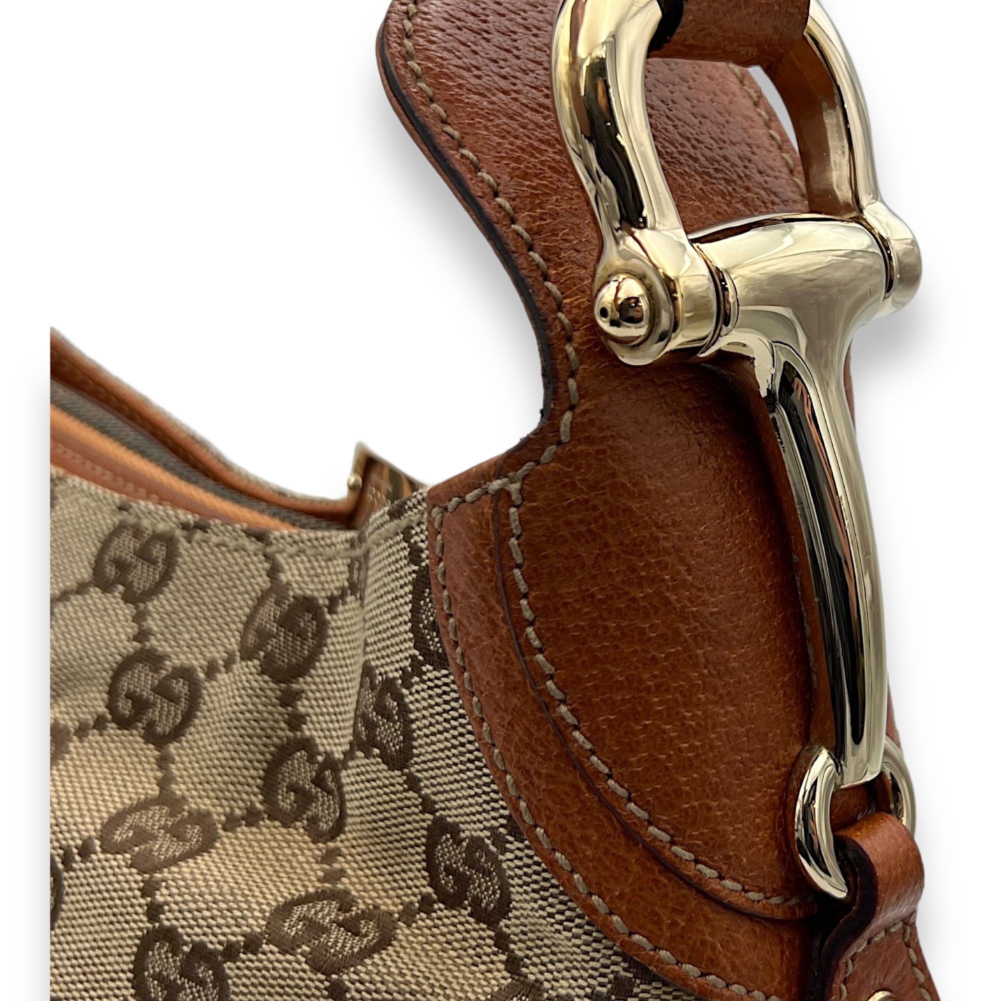 GG Creole Brown Shoulder Bag in Canvas, Gold hardware - Image 7