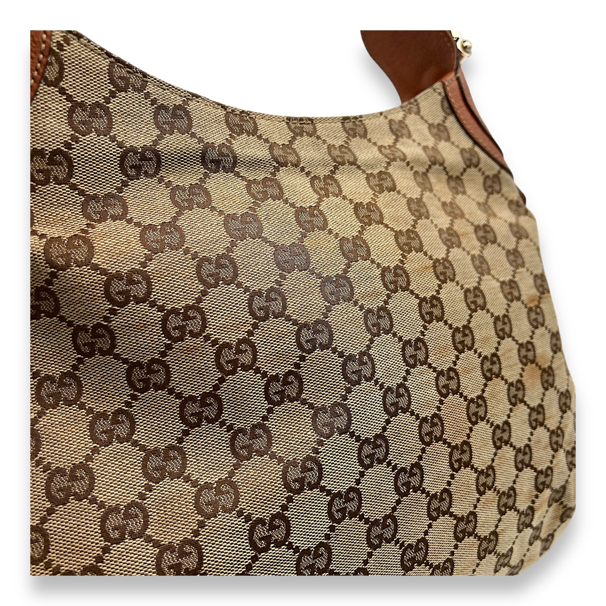 GG Creole Brown Shoulder Bag in Canvas, Gold hardware - Image 9