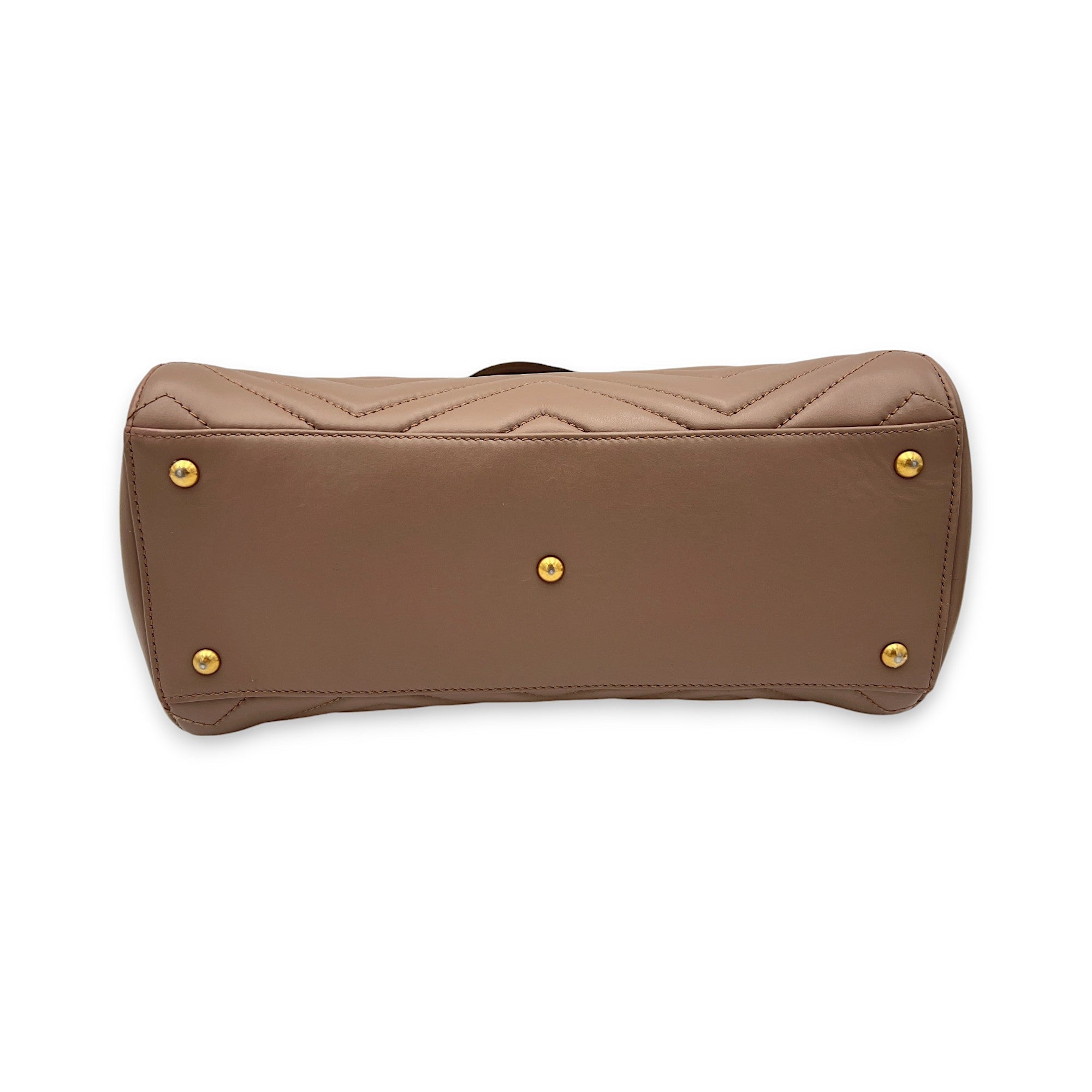 GG Marmont Beige Top Handle Bag in Calfskin, Gold hardware - Image 5