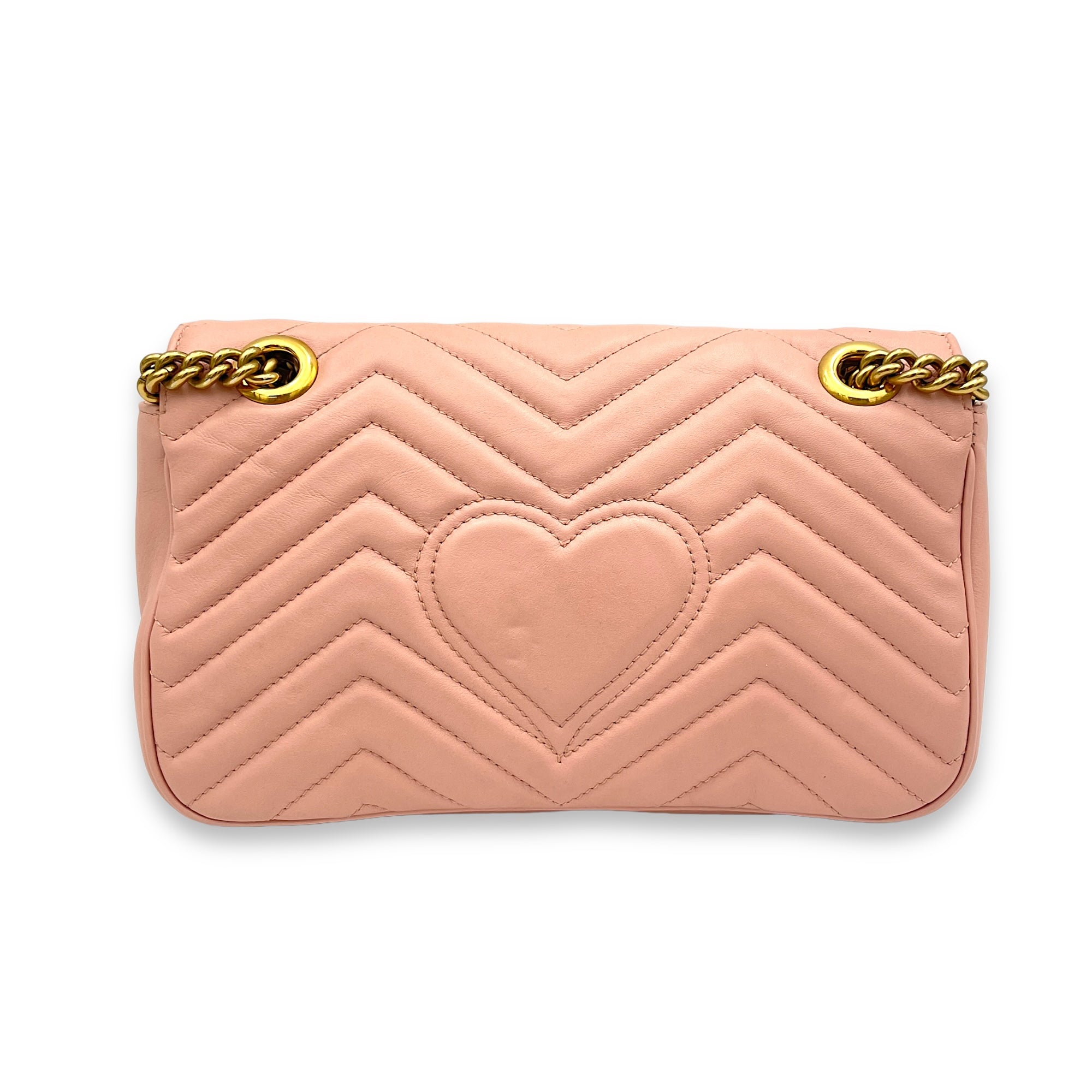 GG Marmont Shoulder Bag Small Pink in Calfskin, Gold hardware - Image 2