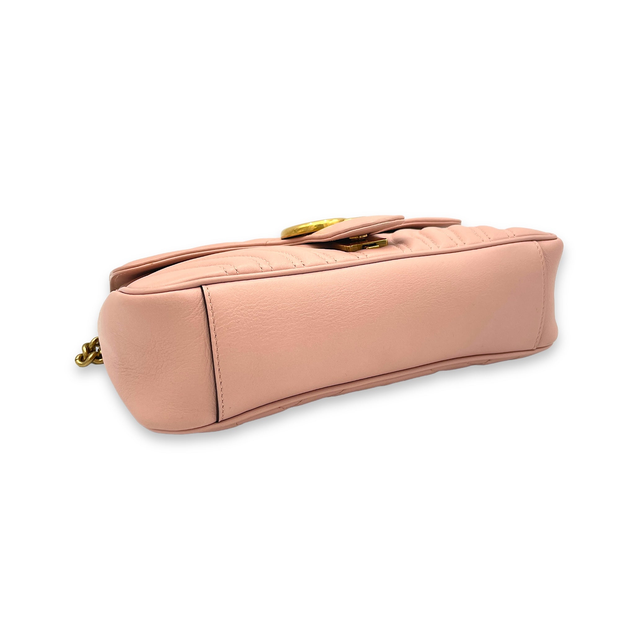 GG Marmont Shoulder Bag Small Pink in Calfskin, Gold hardware - Image 5