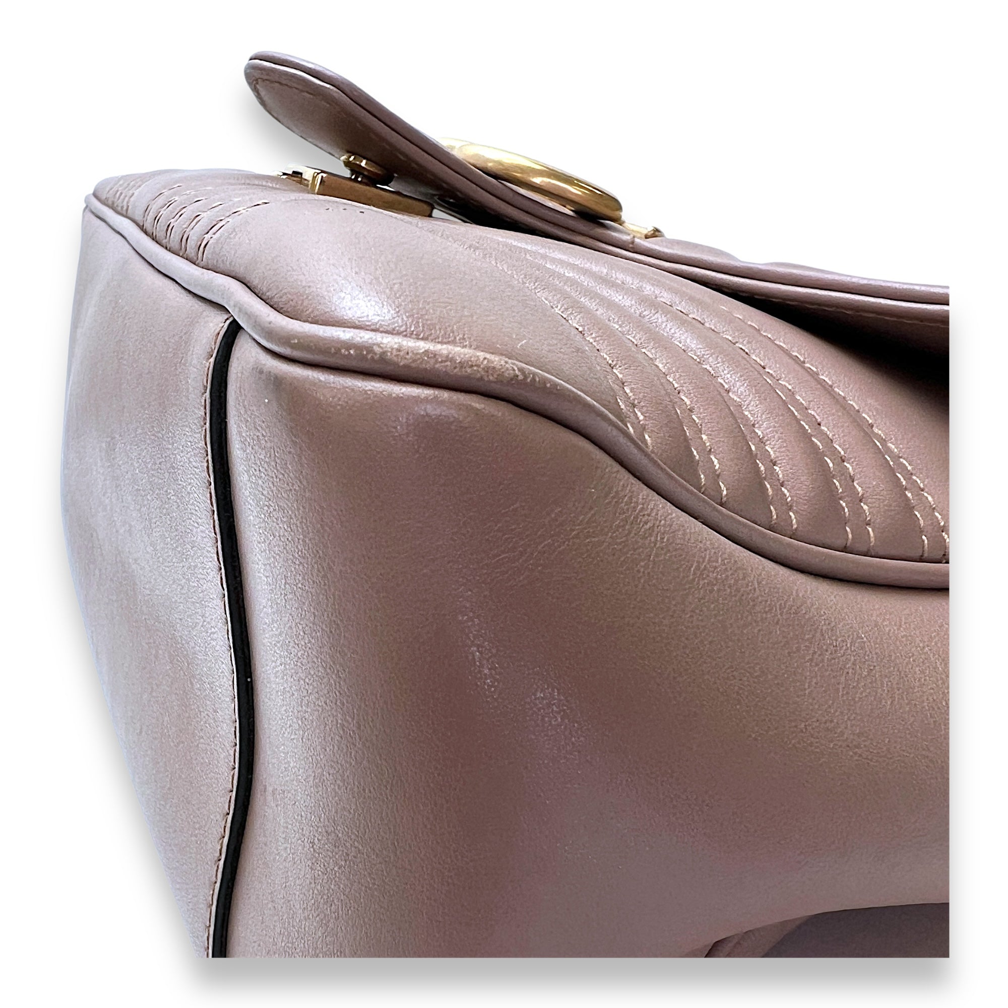 GG Marmont Top Handle Bag Pink in Calfskin, Gold hardware - Image 11