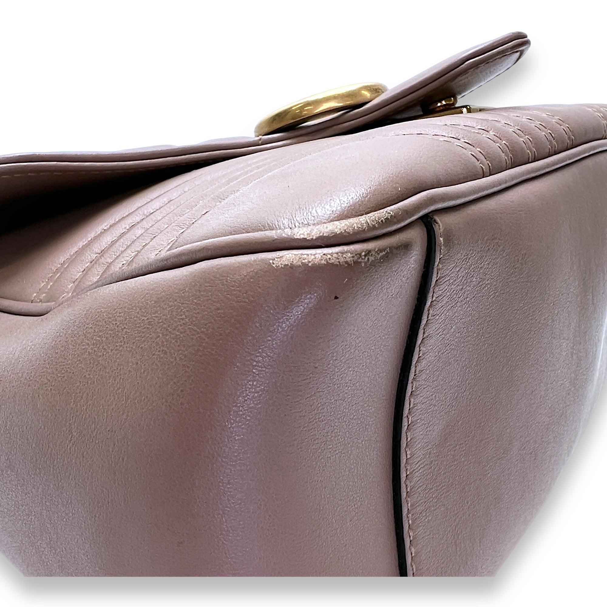 GG Marmont Top Handle Bag Pink in Calfskin, Gold hardware - Image 12