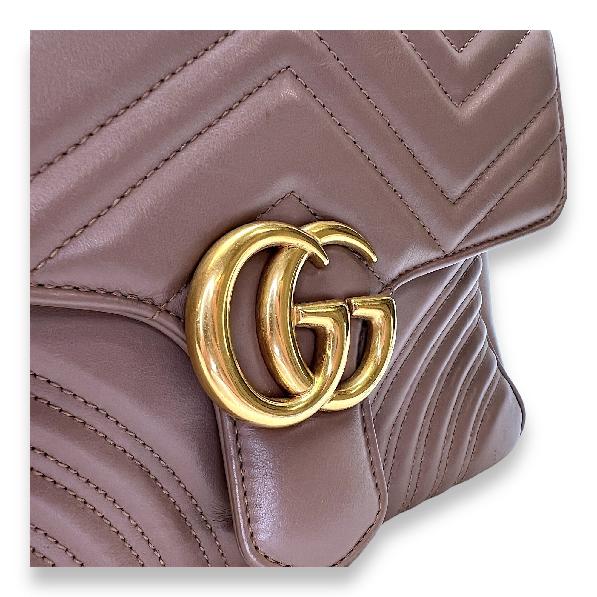 GG Marmont Top Handle Bag Pink in Calfskin, Gold hardware - Image 13