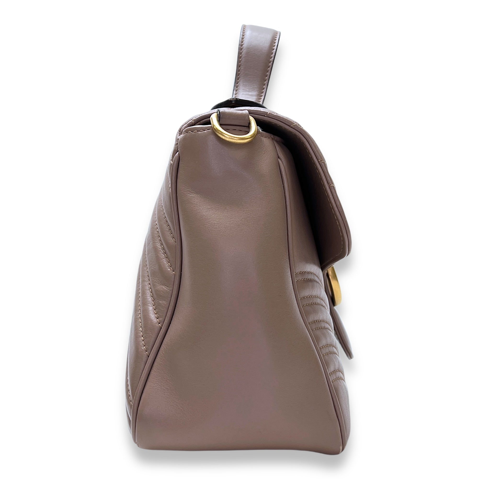 GG Marmont Top Handle Bag Pink in Calfskin, Gold hardware - Image 4