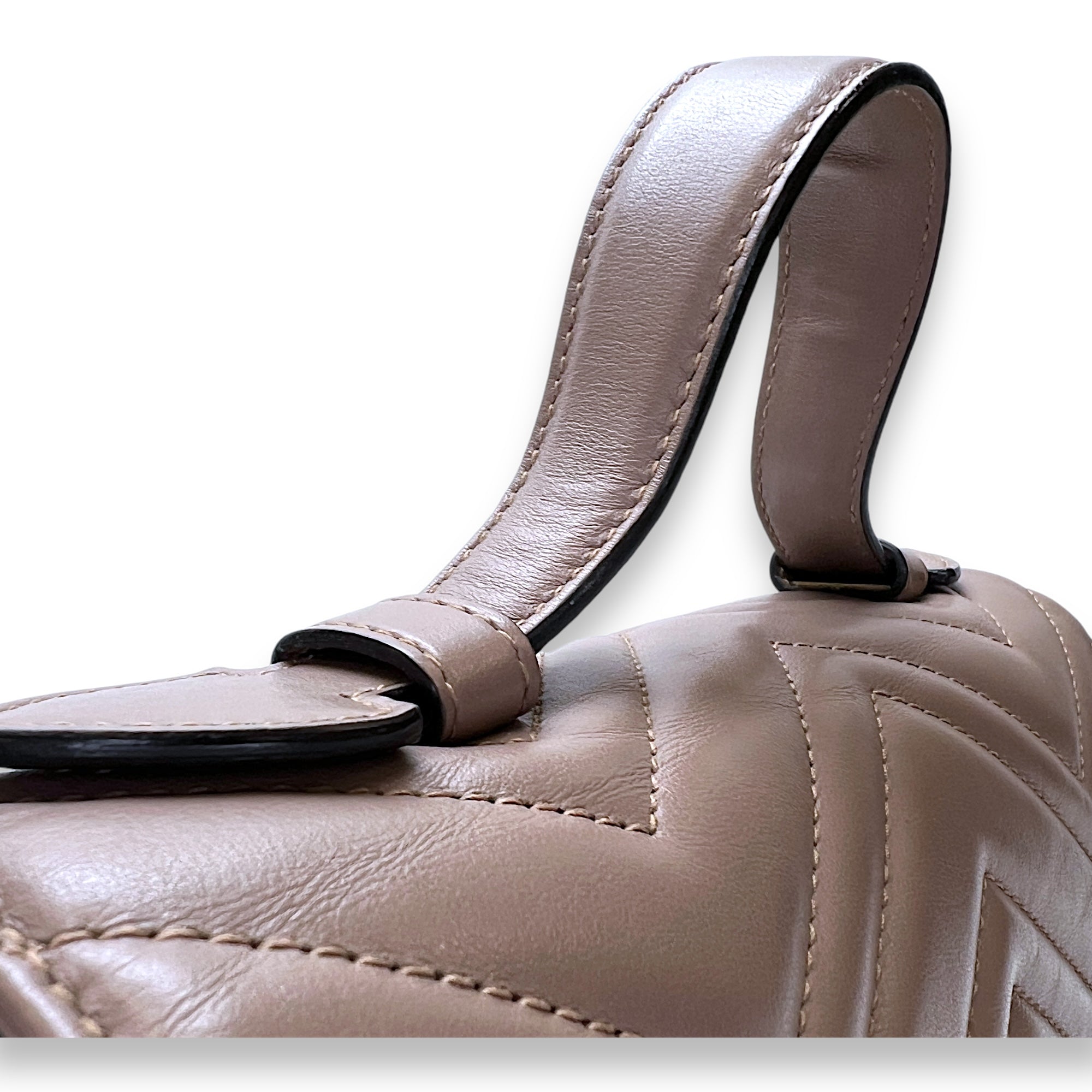 GG Marmont Top Handle Bag Pink in Calfskin, Gold hardware - Image 7