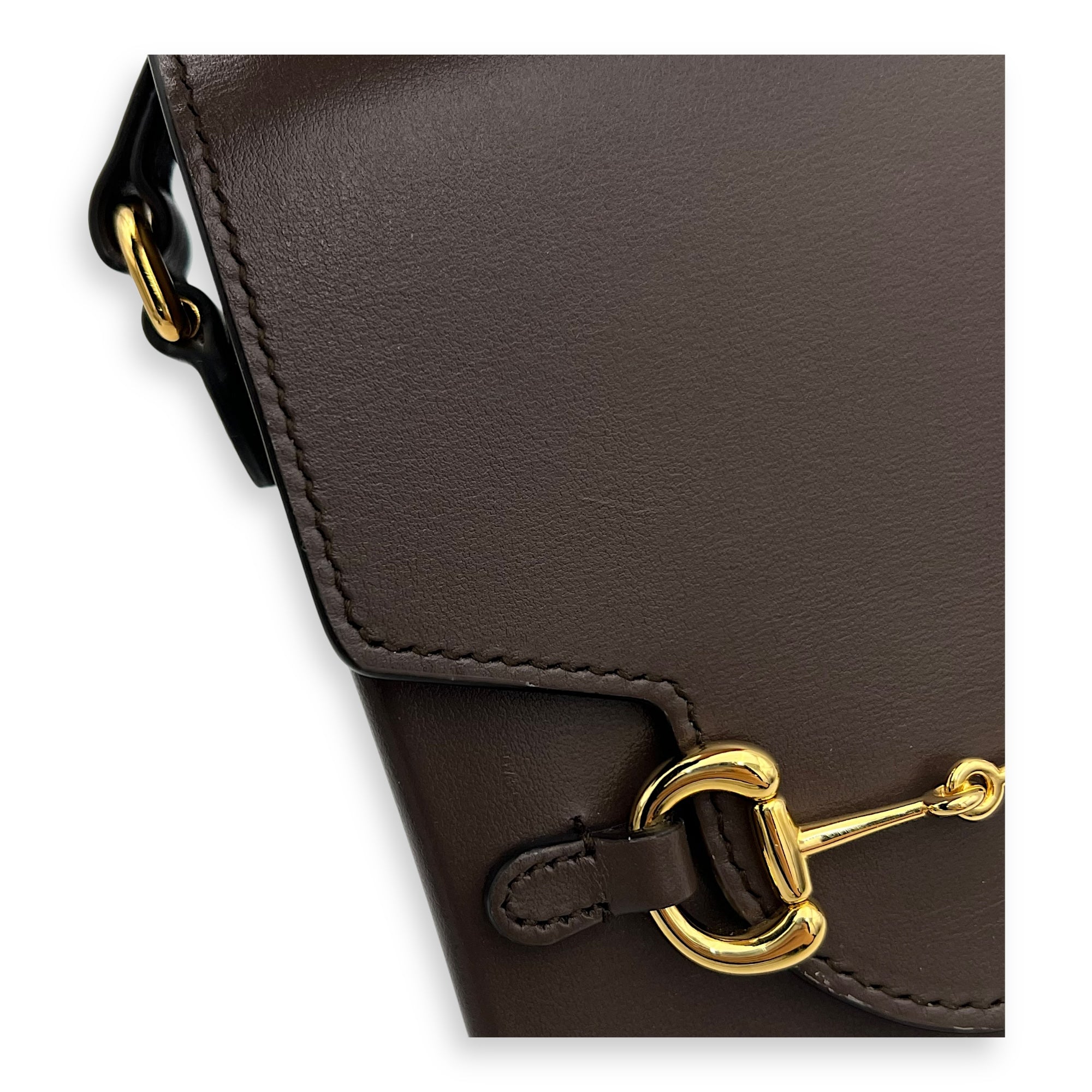 Horsebit 1955 Crossbody Bag Mini Brown in Calfskin, Gold hardware - Image 10