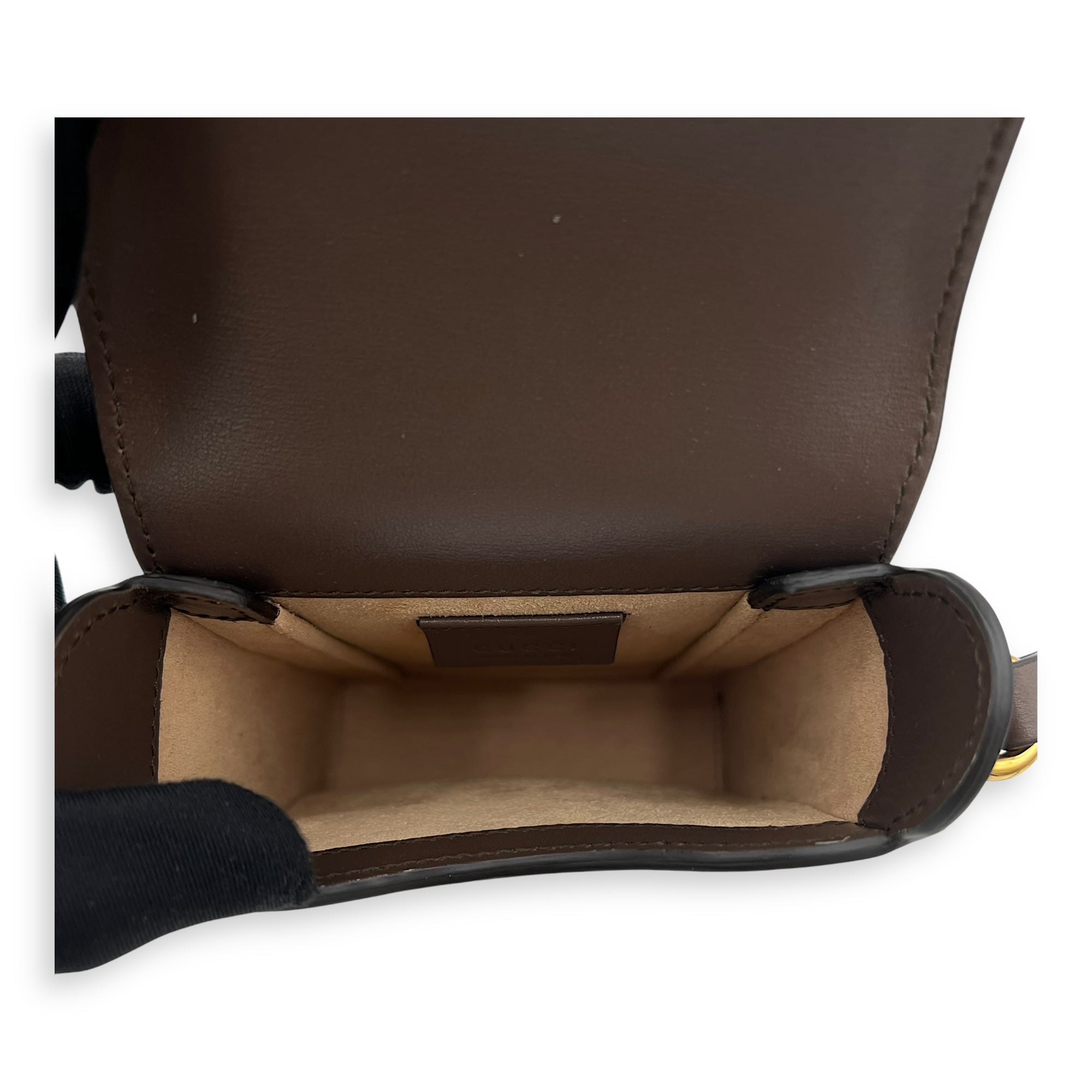 Horsebit 1955 Crossbody Bag Mini Brown in Calfskin, Gold hardware - Image 6