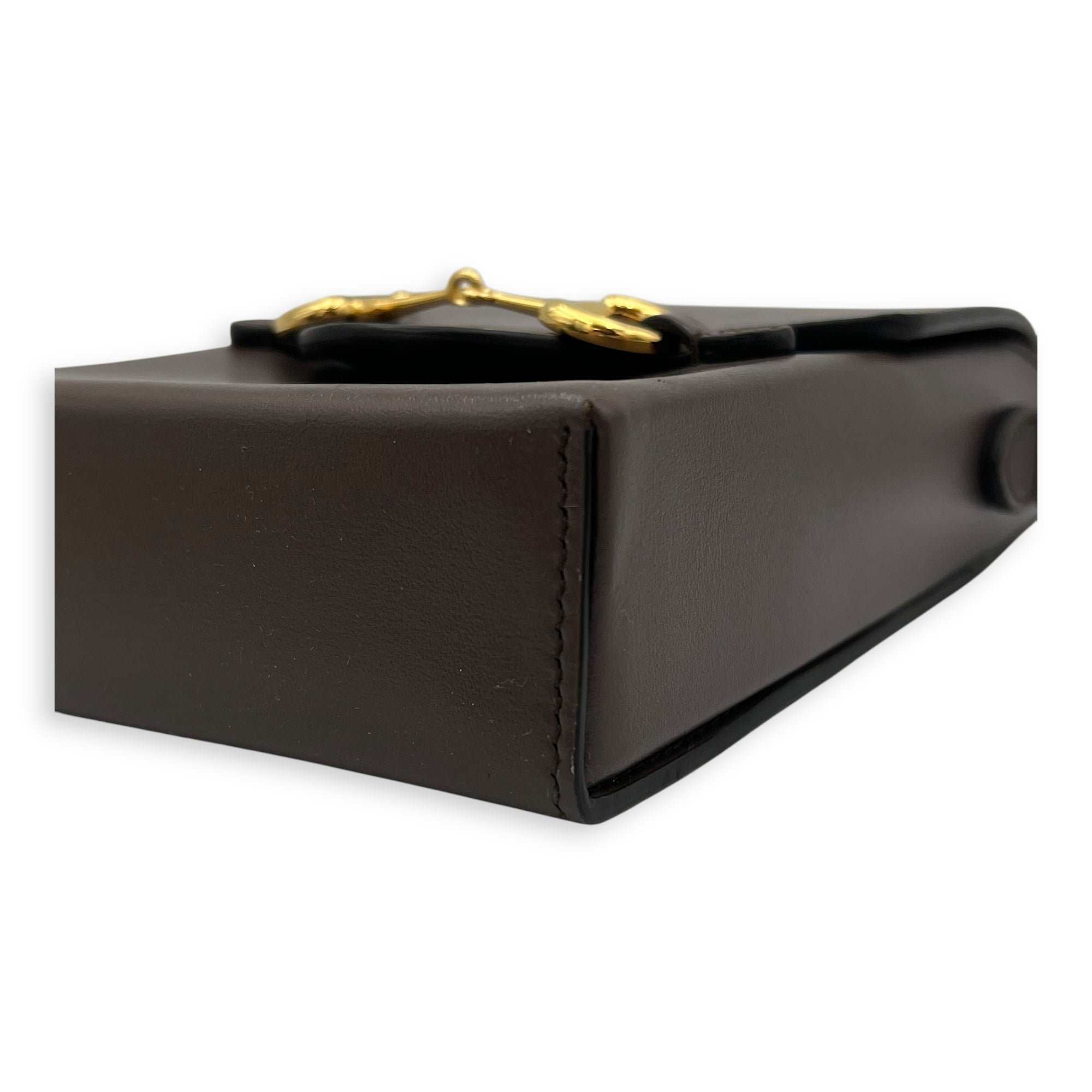 Horsebit 1955 Crossbody Bag Mini Brown in Calfskin, Gold hardware - Image 9