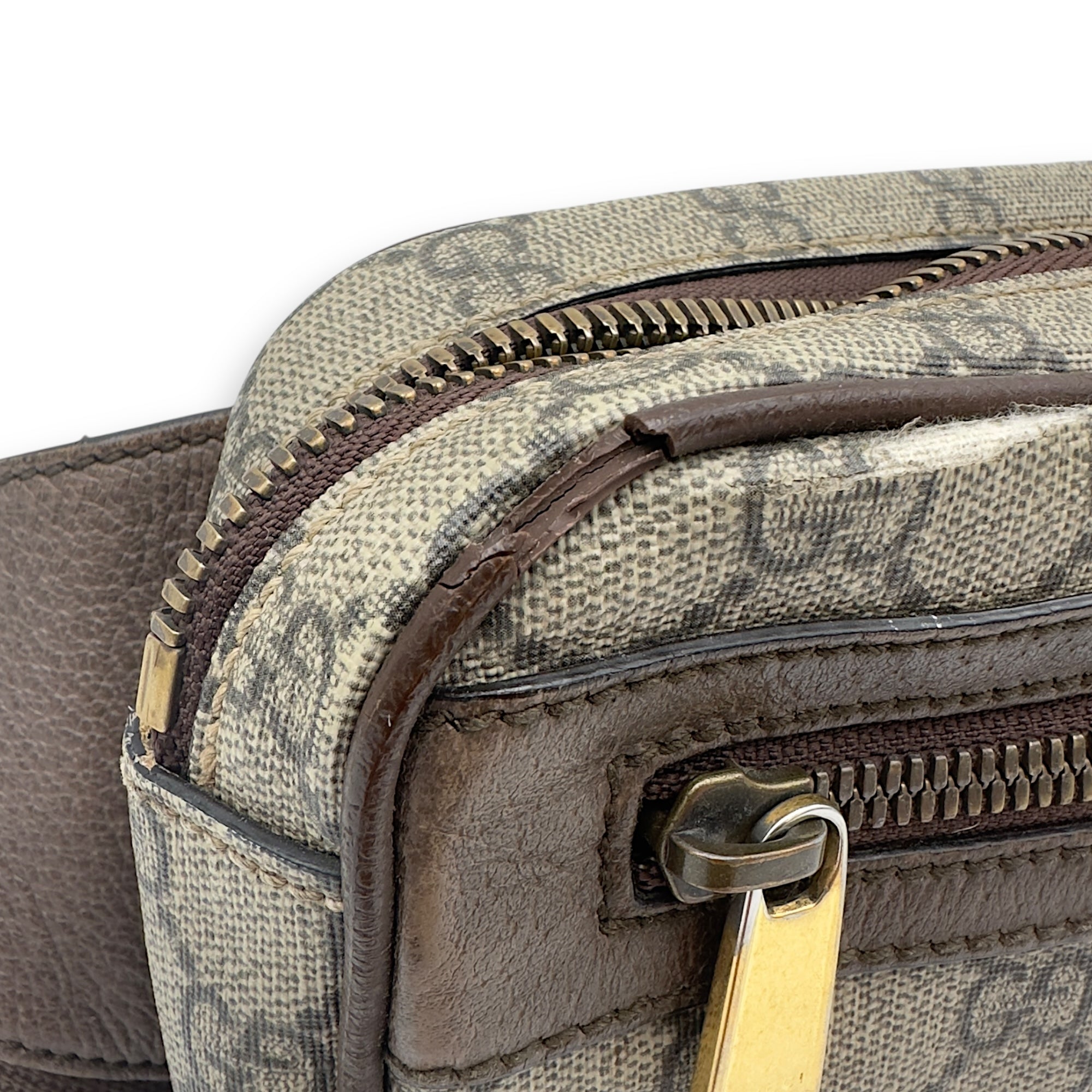 Ophidia Crossbody Bag Brown in Coated Canvas, Gold hardware - Image 11