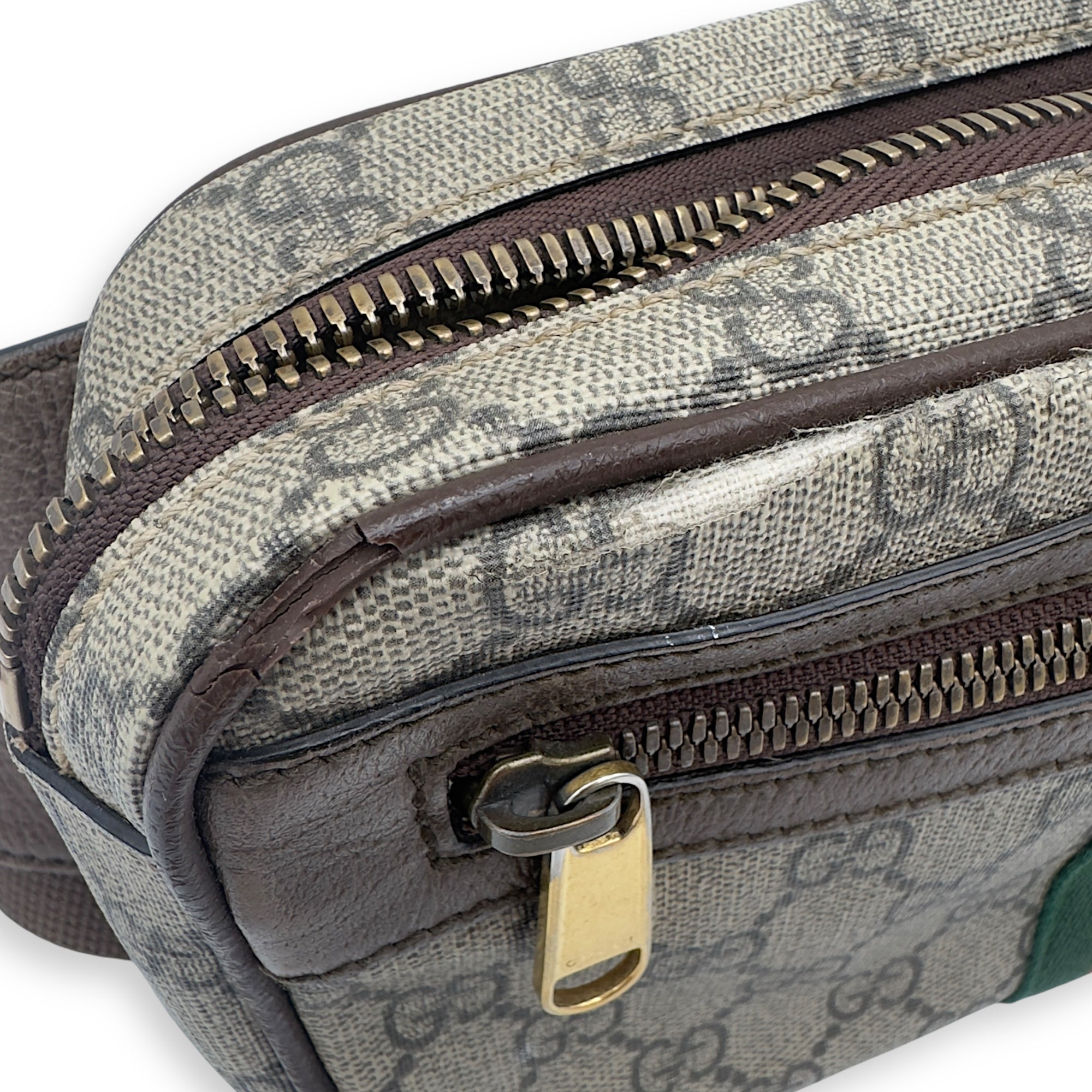 Ophidia Crossbody Bag Brown in Coated Canvas, Gold hardware - Image 12