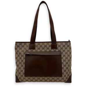 Vintage Tote Bag Brown in Jacquard, Silver hardware