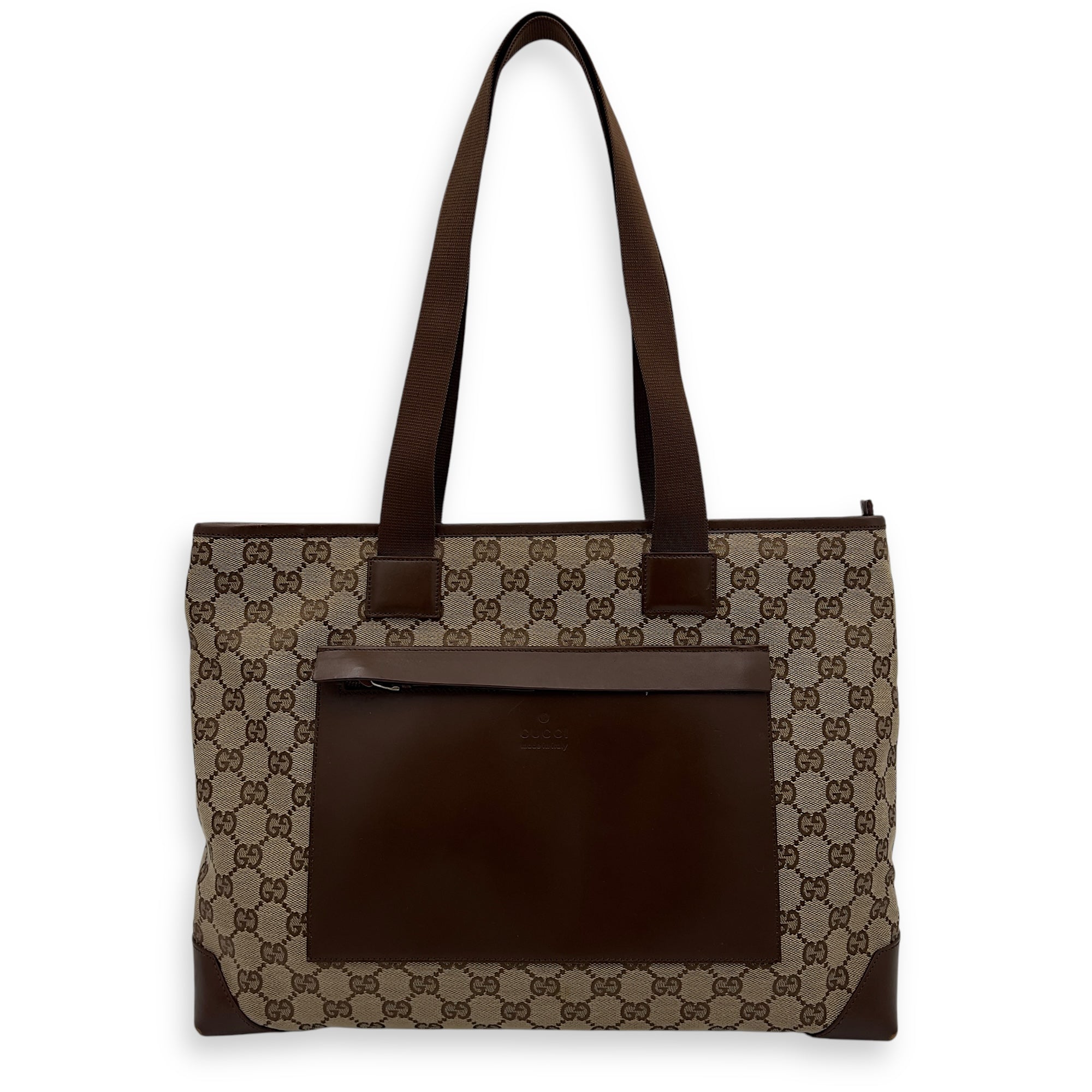 Vintage Tote Bag Brown in Jacquard, Silver hardware