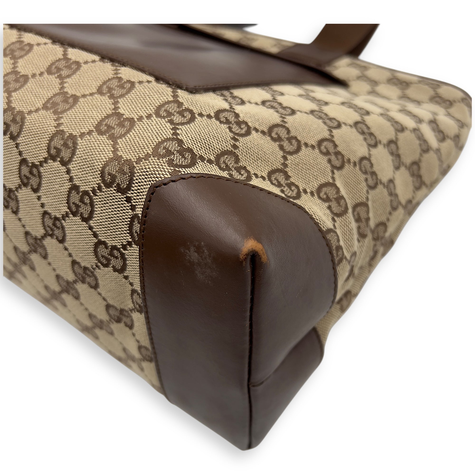 Vintage Tote Bag Brown in Jacquard, Silver hardware - Image 10