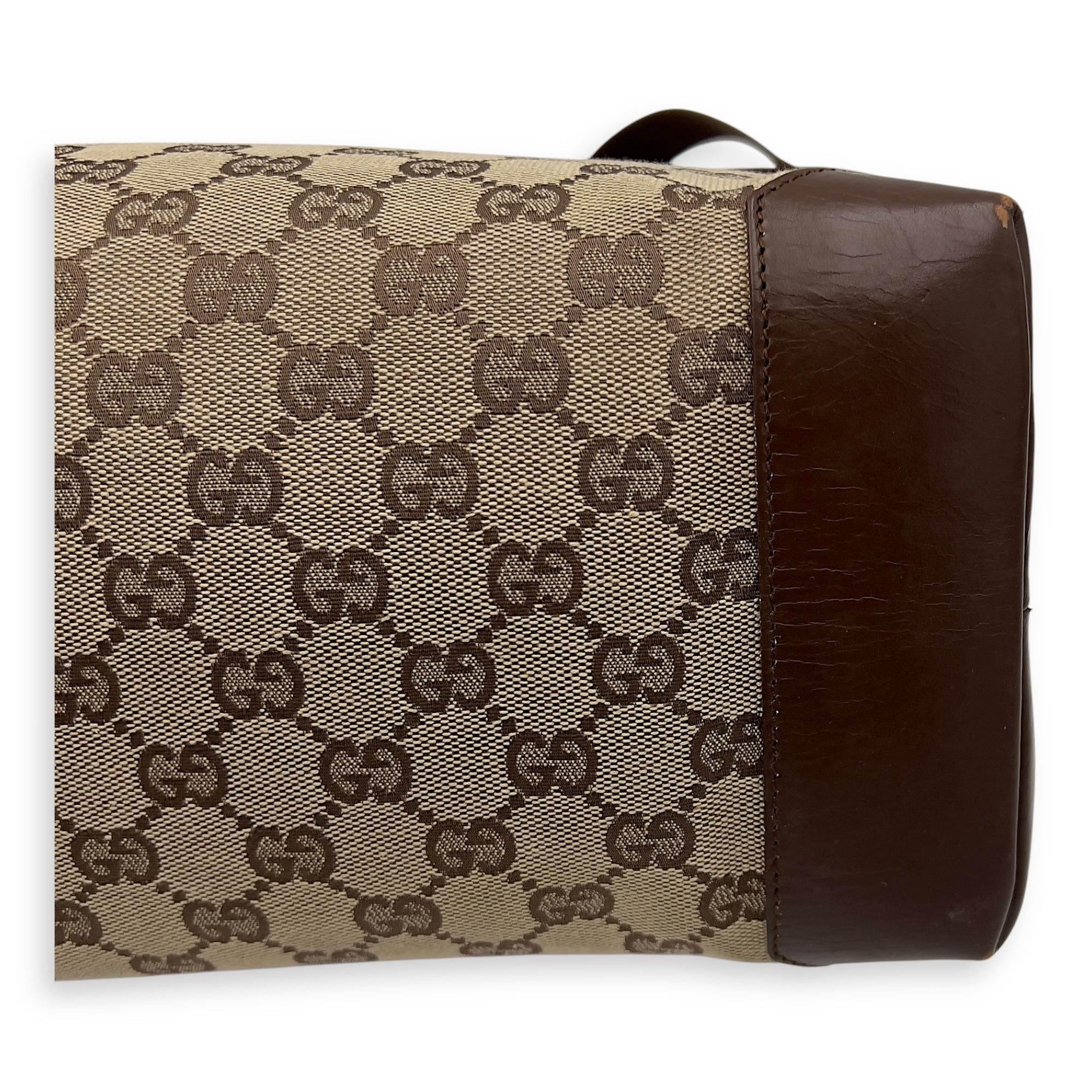 Vintage Tote Bag Brown in Jacquard, Silver hardware - Image 13