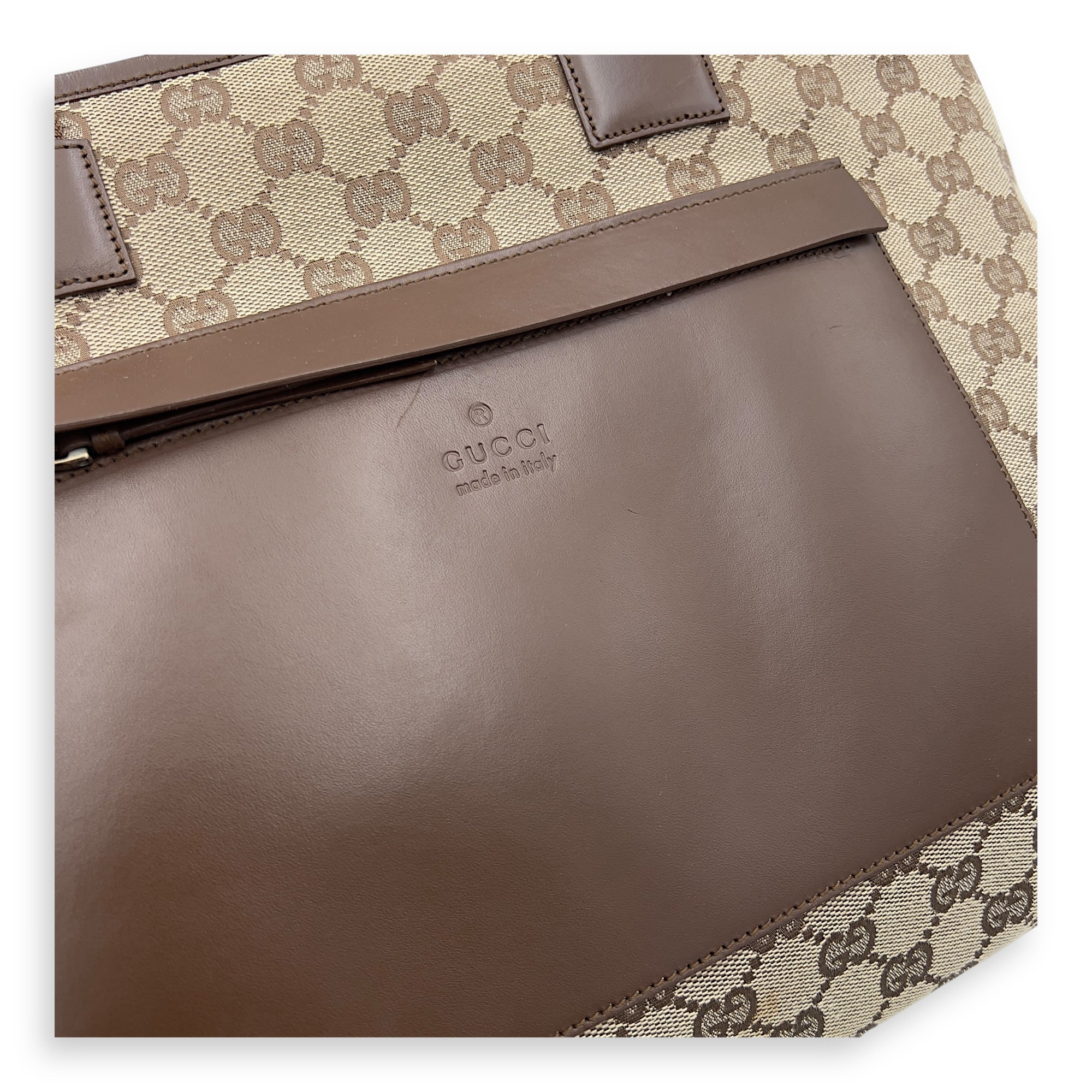 Vintage Tote Bag Brown in Jacquard, Silver hardware - Image 15