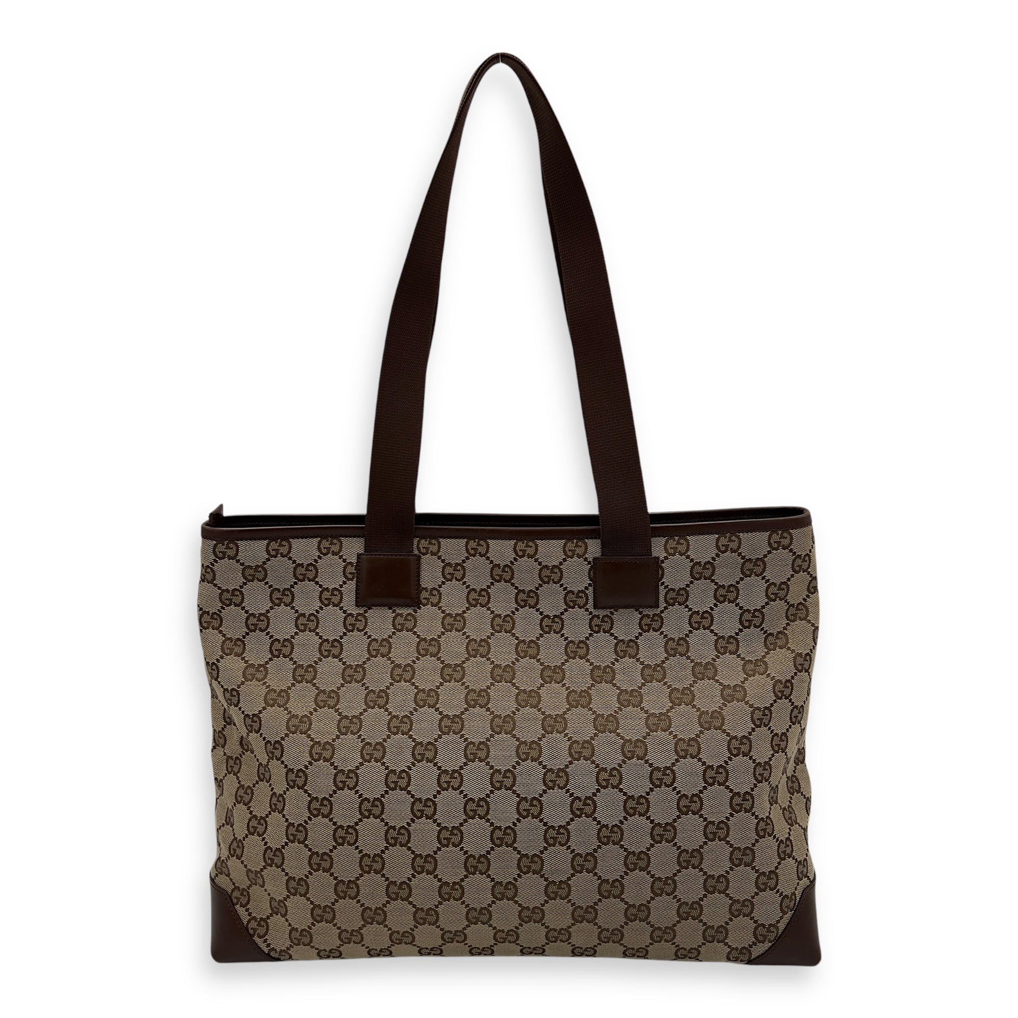 Vintage Tote Bag Brown in Jacquard, Silver hardware - Image 2