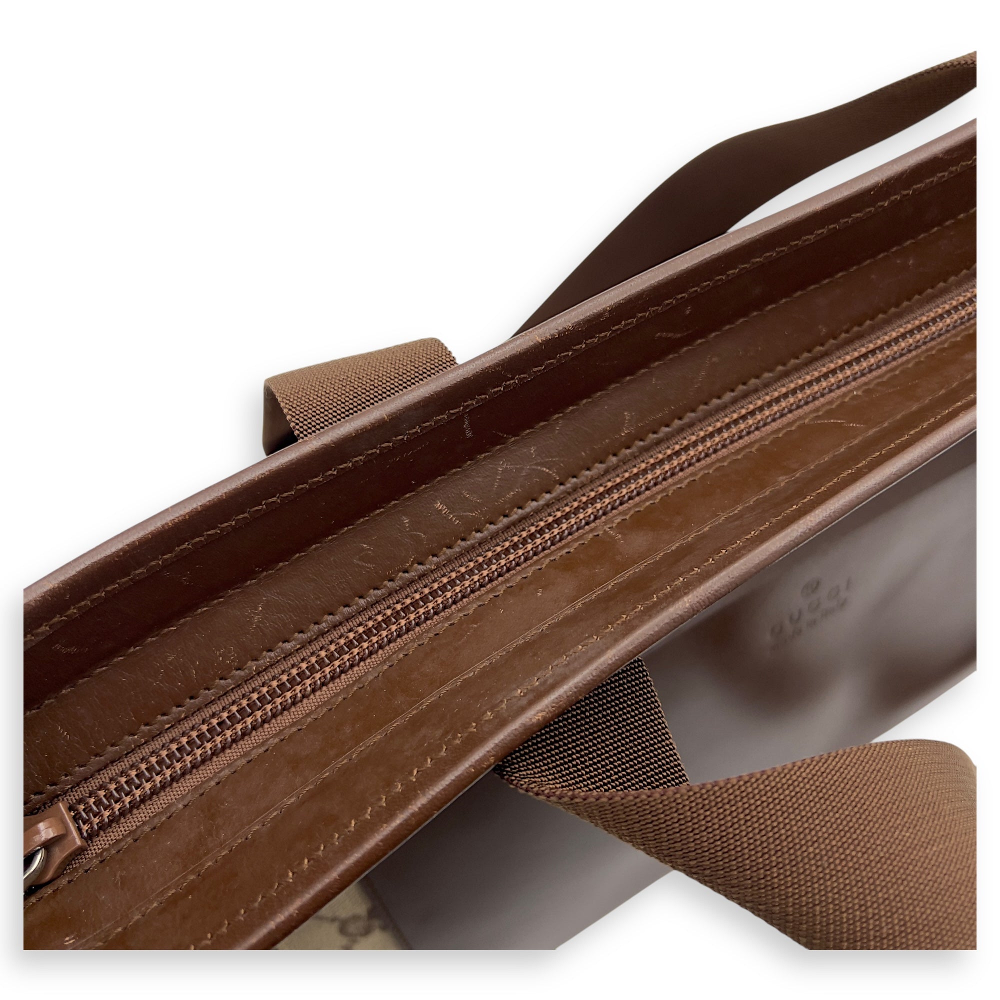 Vintage Tote Bag Brown in Jacquard, Silver hardware - Image 22