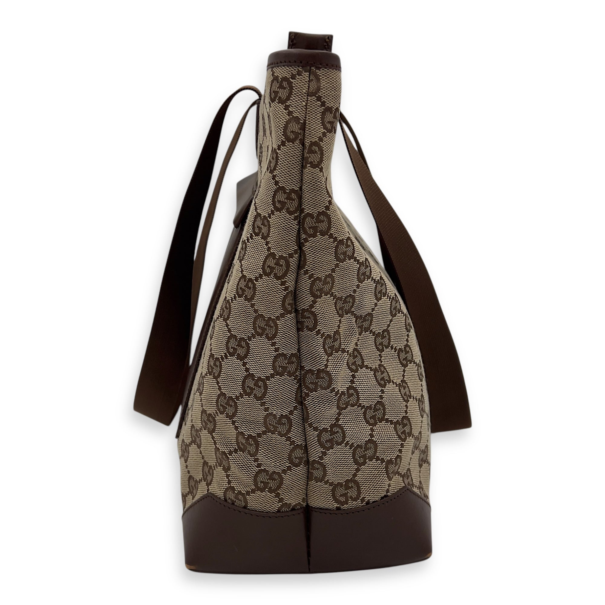 Vintage Tote Bag Brown in Jacquard, Silver hardware - Image 3