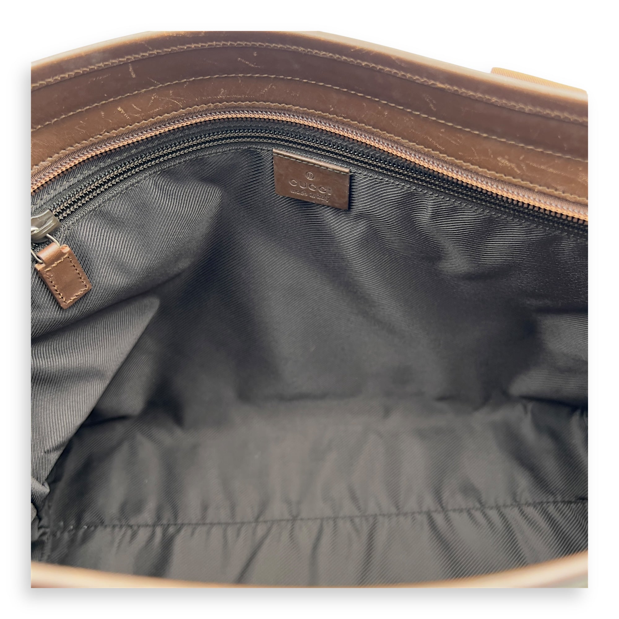 Vintage Tote Bag Brown in Jacquard, Silver hardware - Image 6