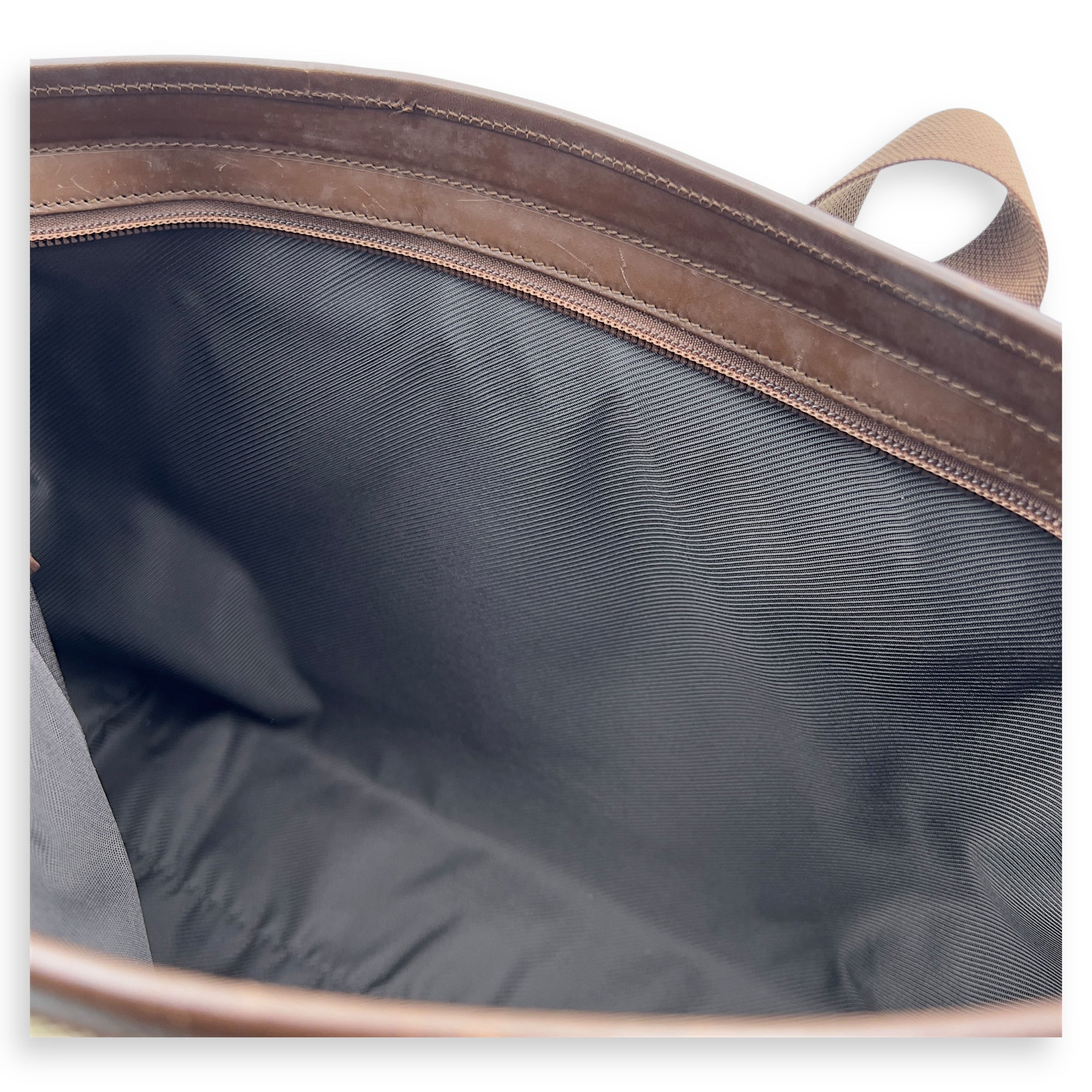 Vintage Tote Bag Brown in Jacquard, Silver hardware - Image 8