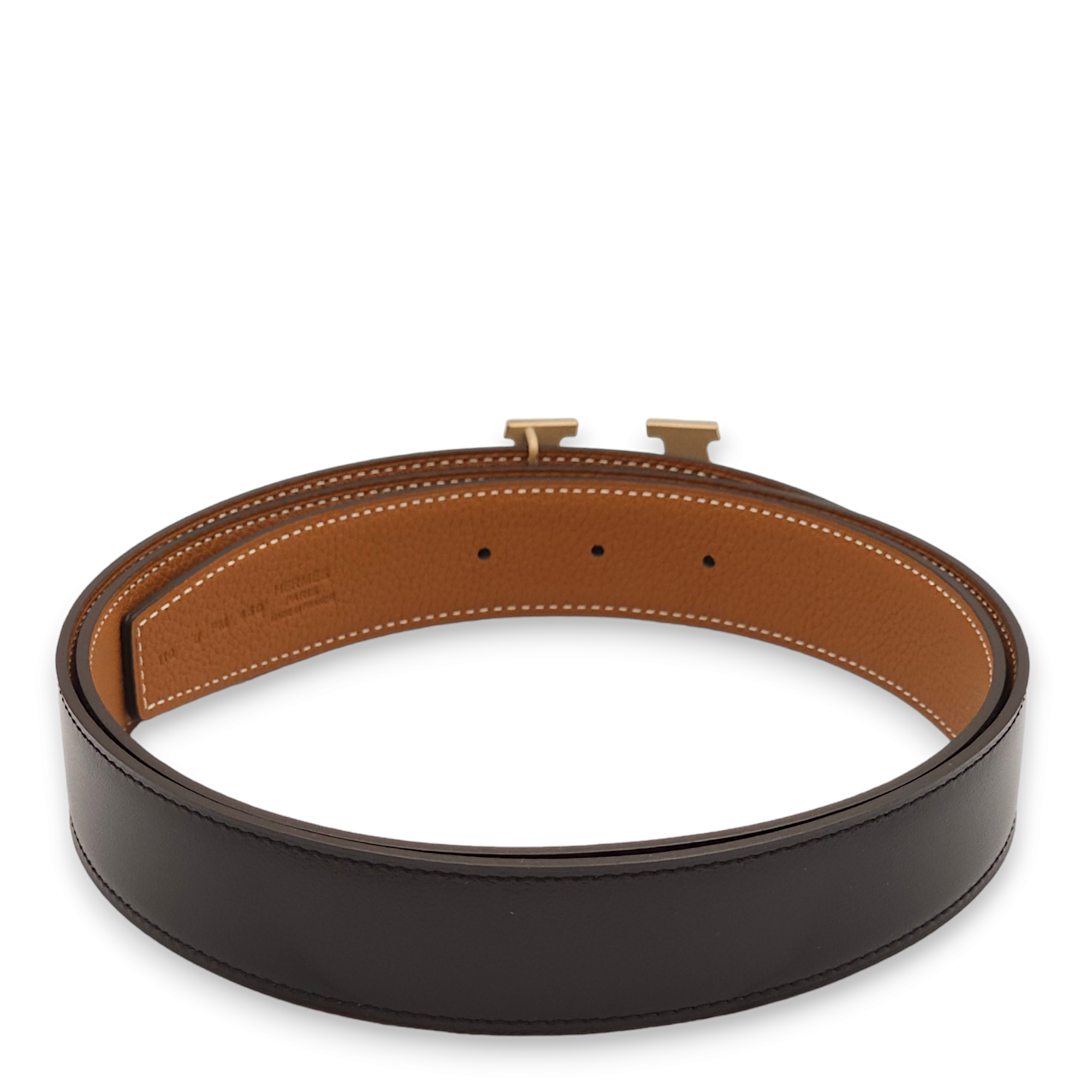 H Buckle Reversible 32mm by 110cm Multi-colour Belt in Togo, Permabrass hardware - Image 2