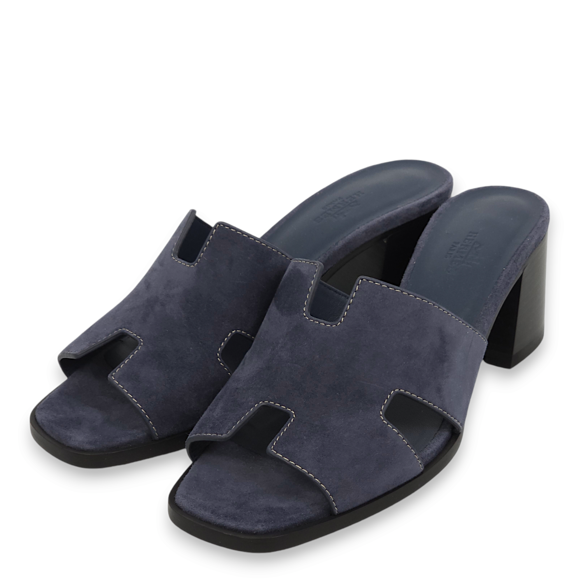 Helia 60 39 Blue Celeste Sandals in Suede Leather - Image 2