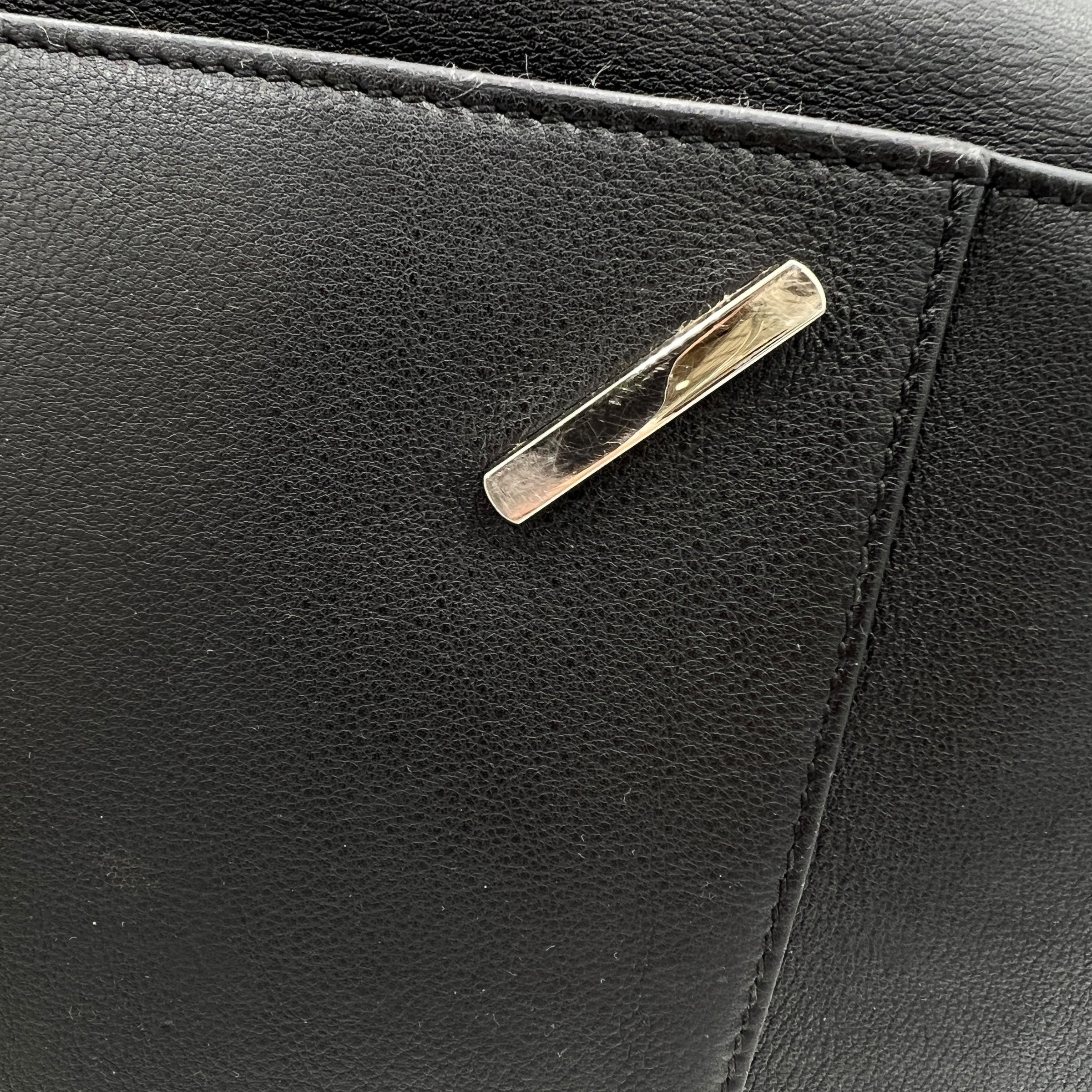 Hammock Medium Black Top Handle Bag in Calfskin, Silver hardware - Image 10