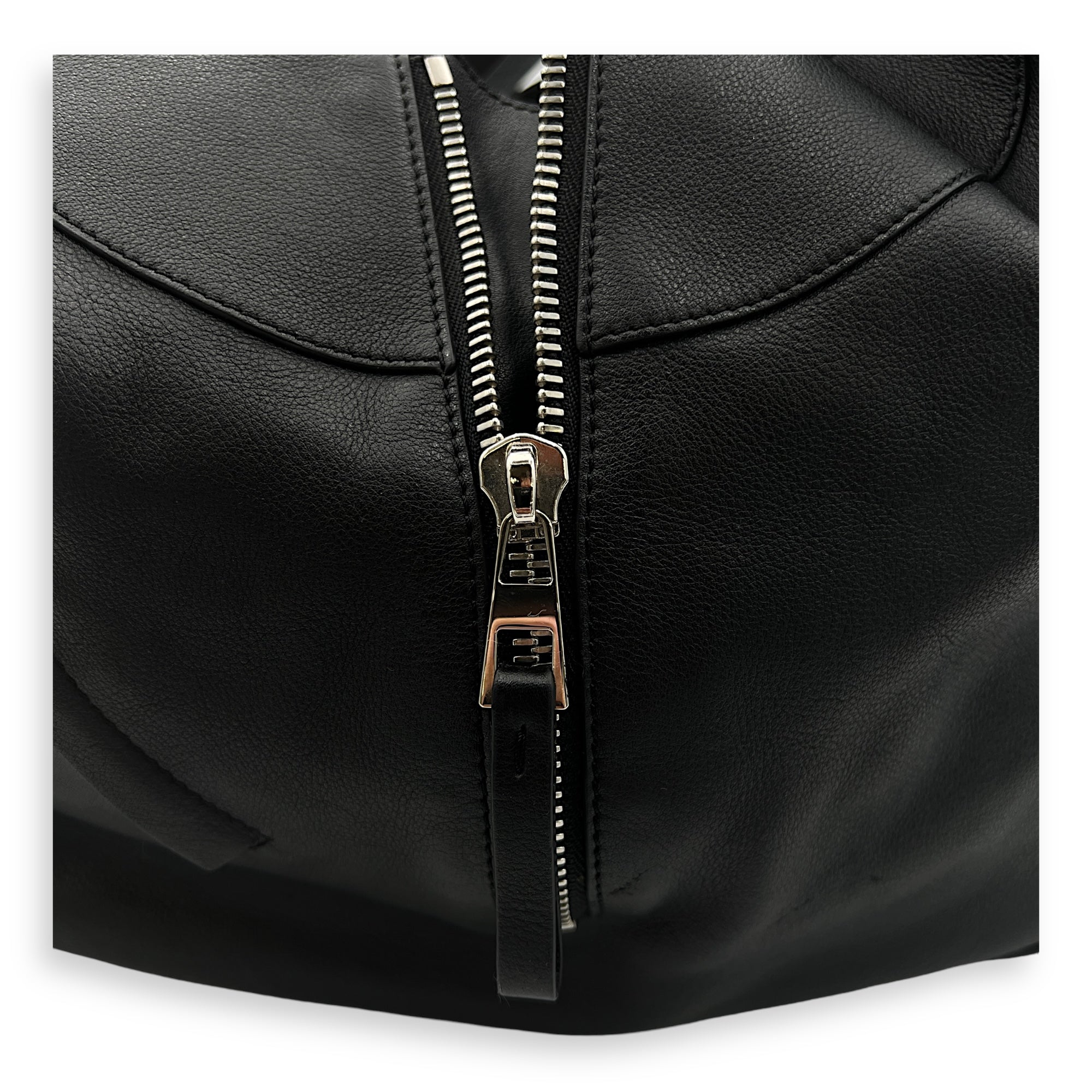 Hammock Medium Black Top Handle Bag in Calfskin, Silver hardware - Image 12