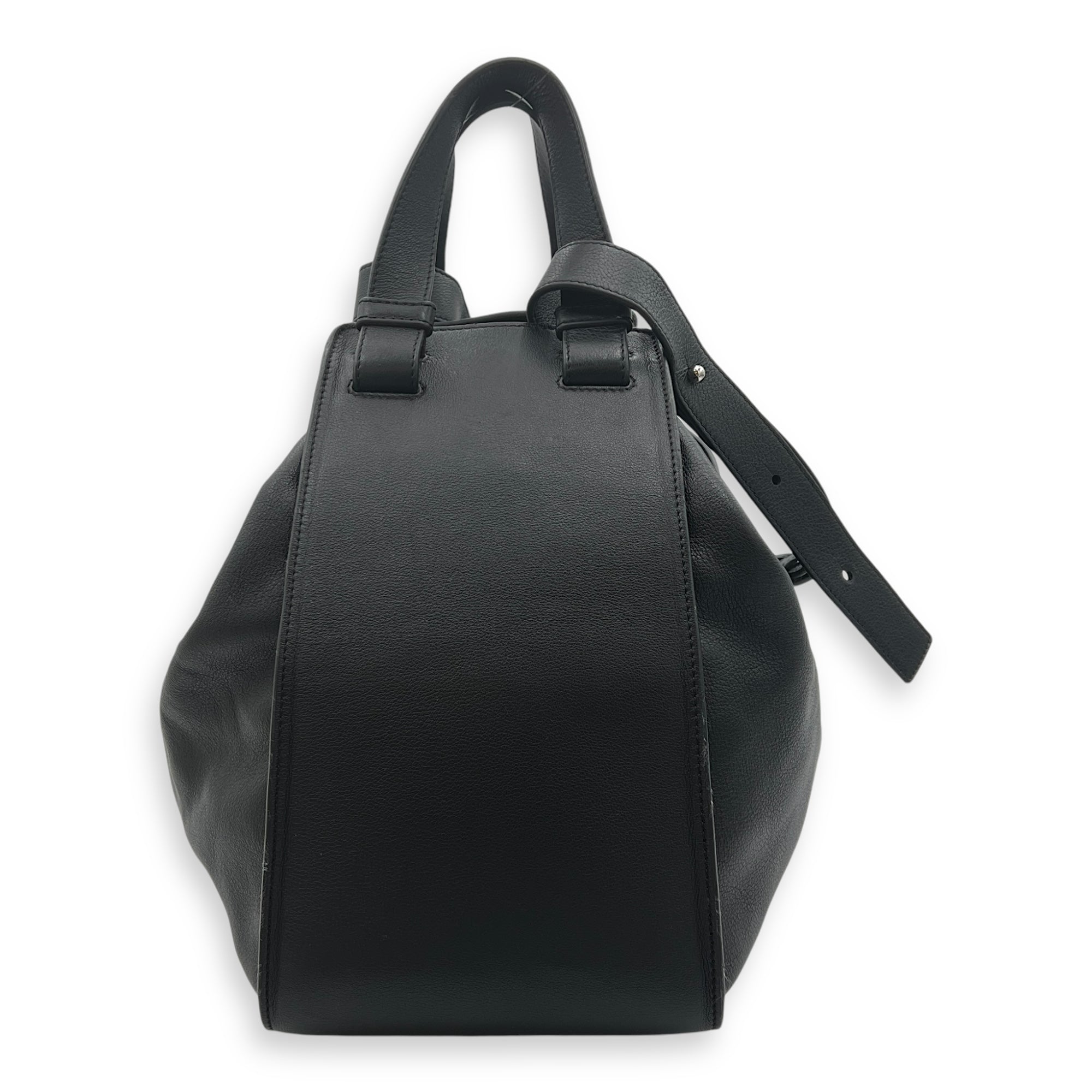 Hammock Medium Black Top Handle Bag in Calfskin, Silver hardware - Image 4