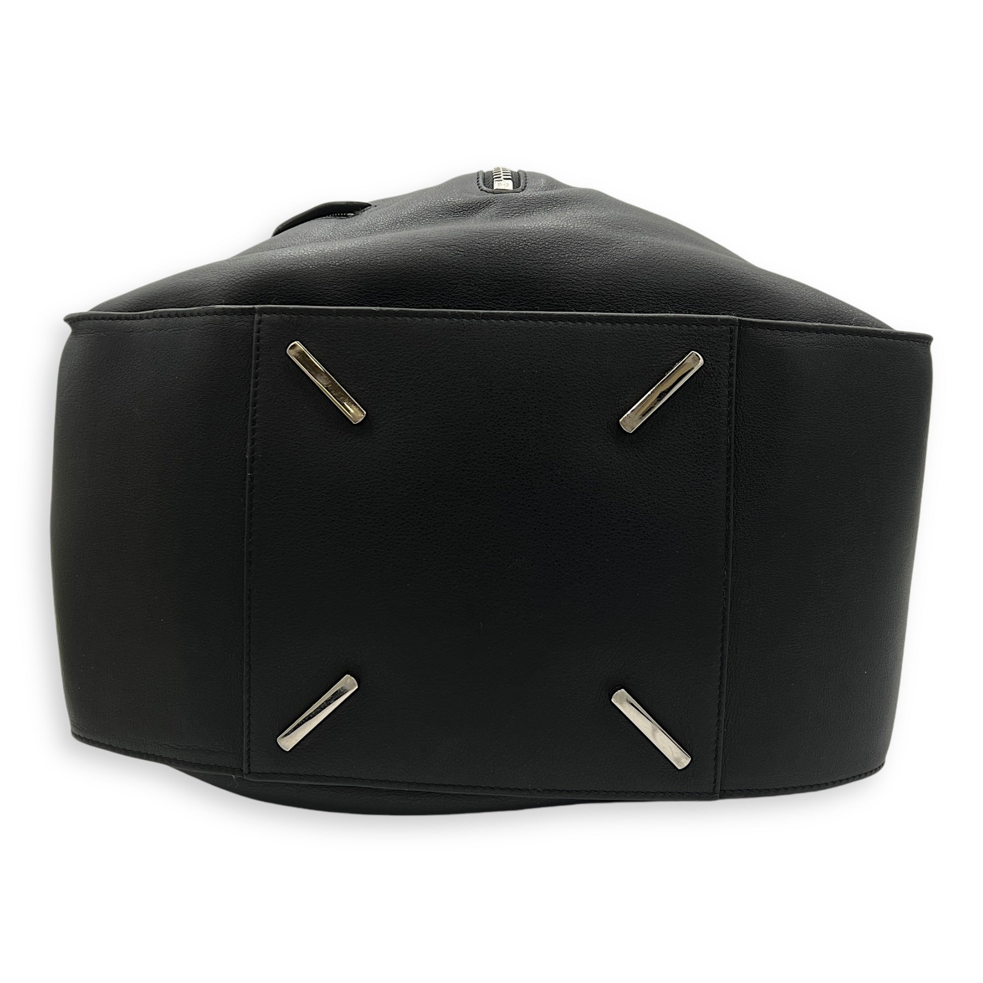 Hammock Medium Black Top Handle Bag in Calfskin, Silver hardware - Image 5