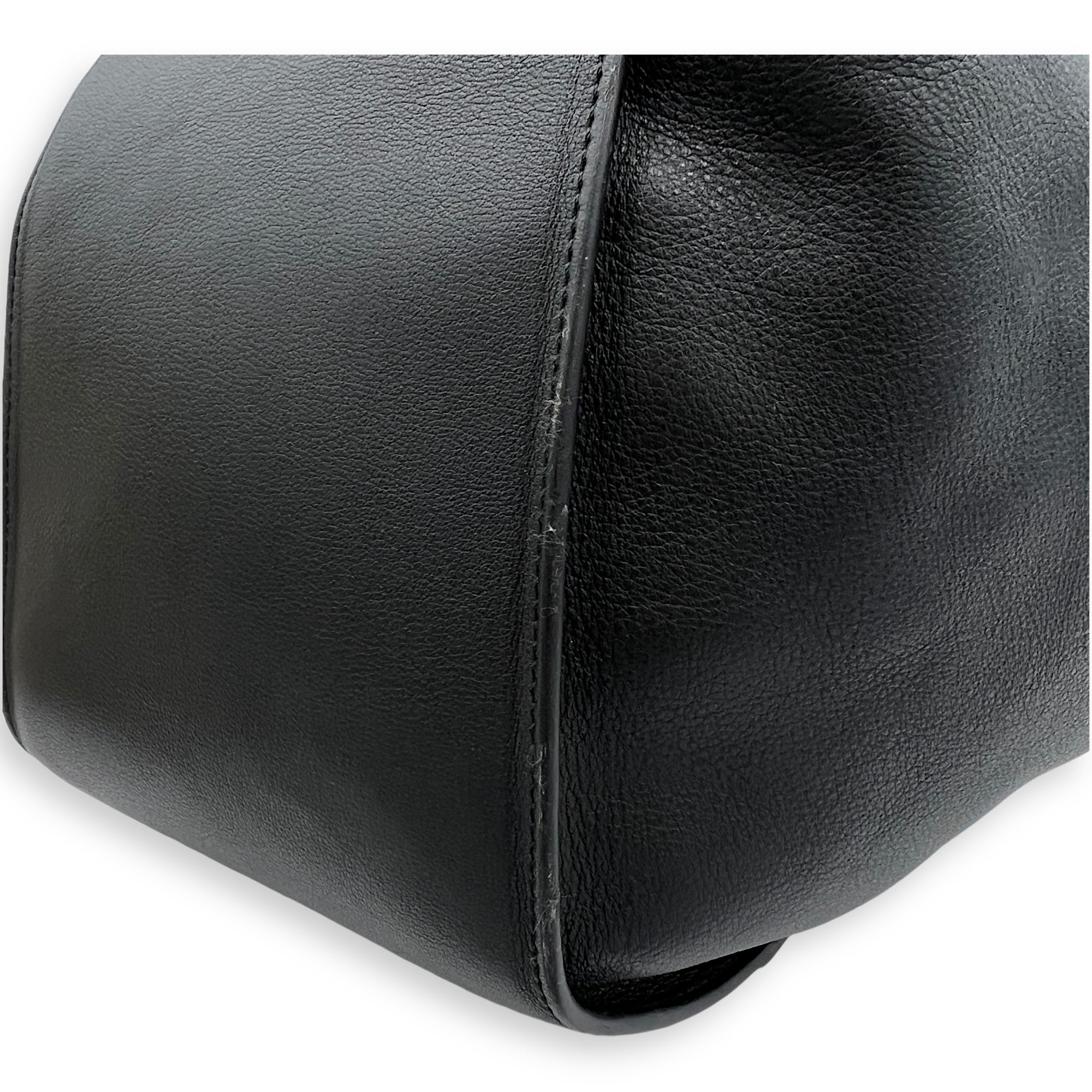 Hammock Medium Black Top Handle Bag in Calfskin, Silver hardware - Image 7