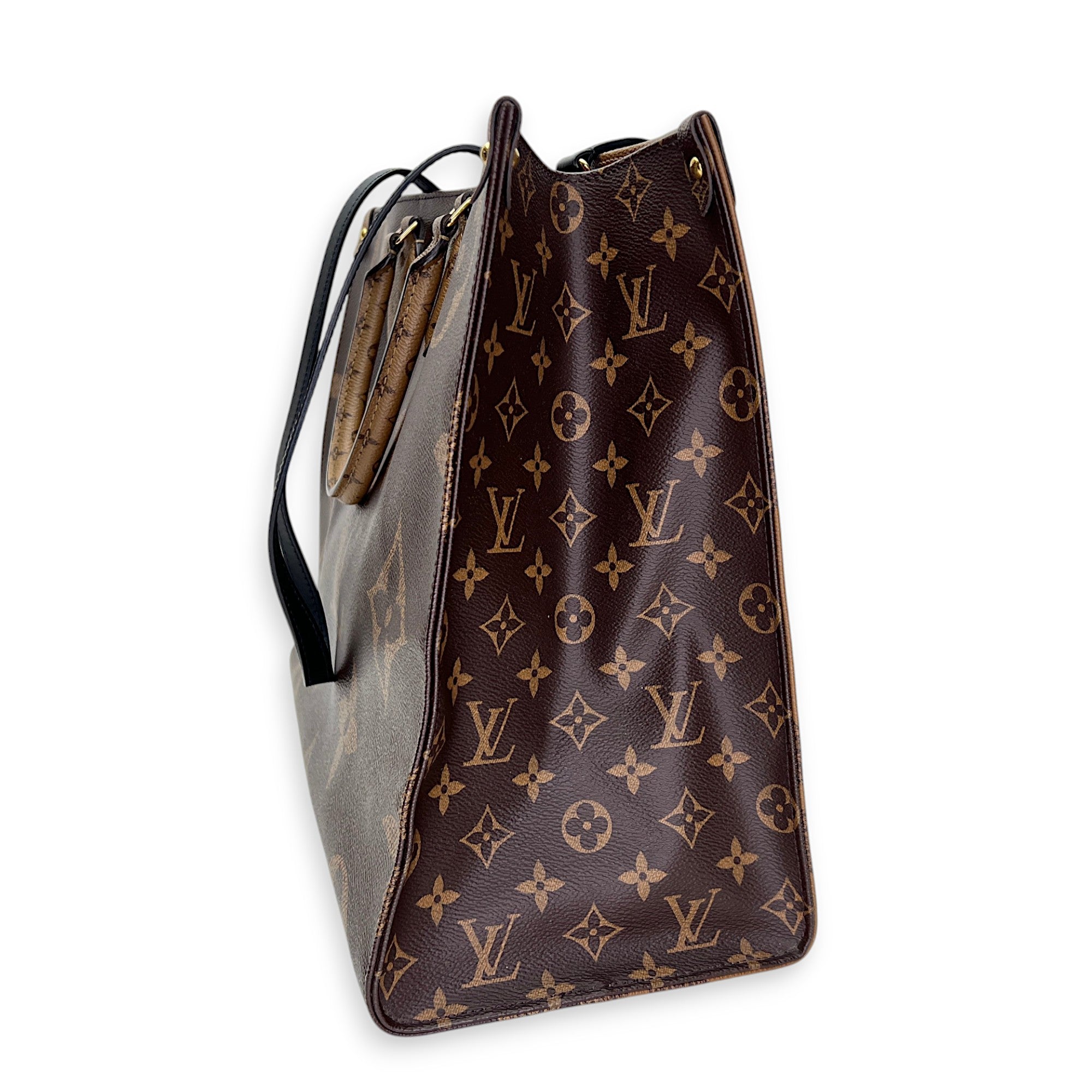 Monogram OnTheGo GM Brown Tote Bag in Coated Canvas, Gold hardware - Image 6