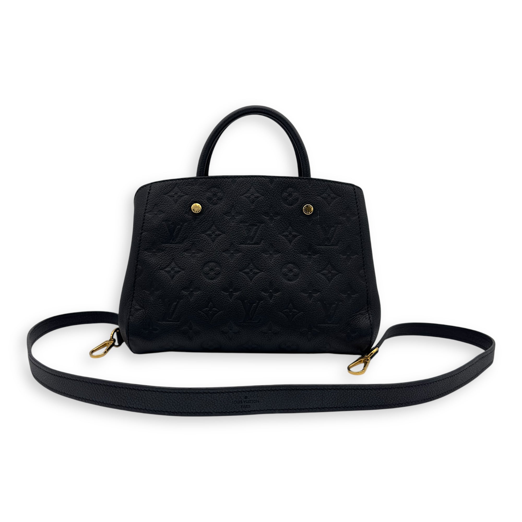Montaigne BB Black Top Handle Bag in Monogram Empreinte Leather, Gold hardware - Image 22
