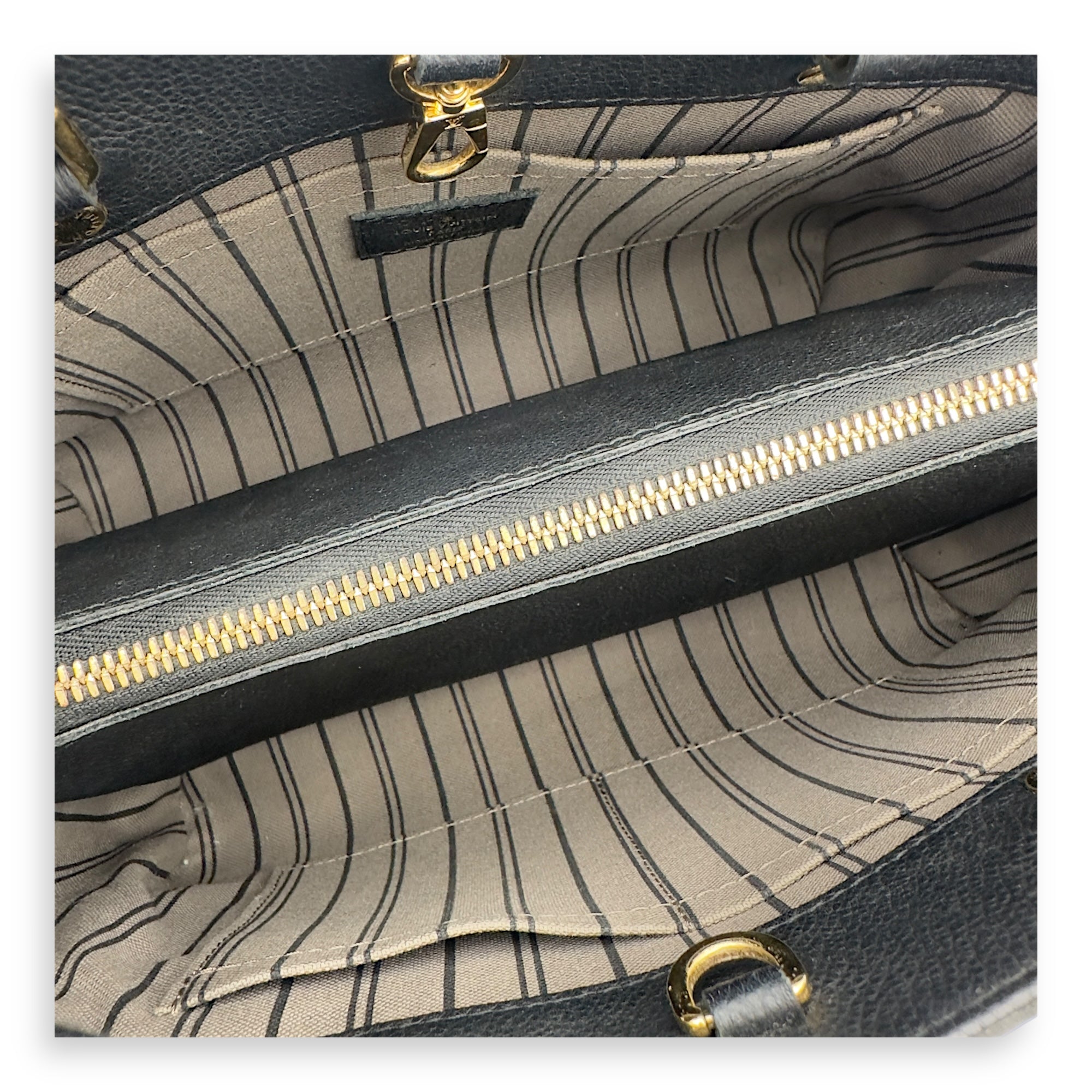 Montaigne BB Black Top Handle Bag in Monogram Empreinte Leather, Gold hardware - Image 6