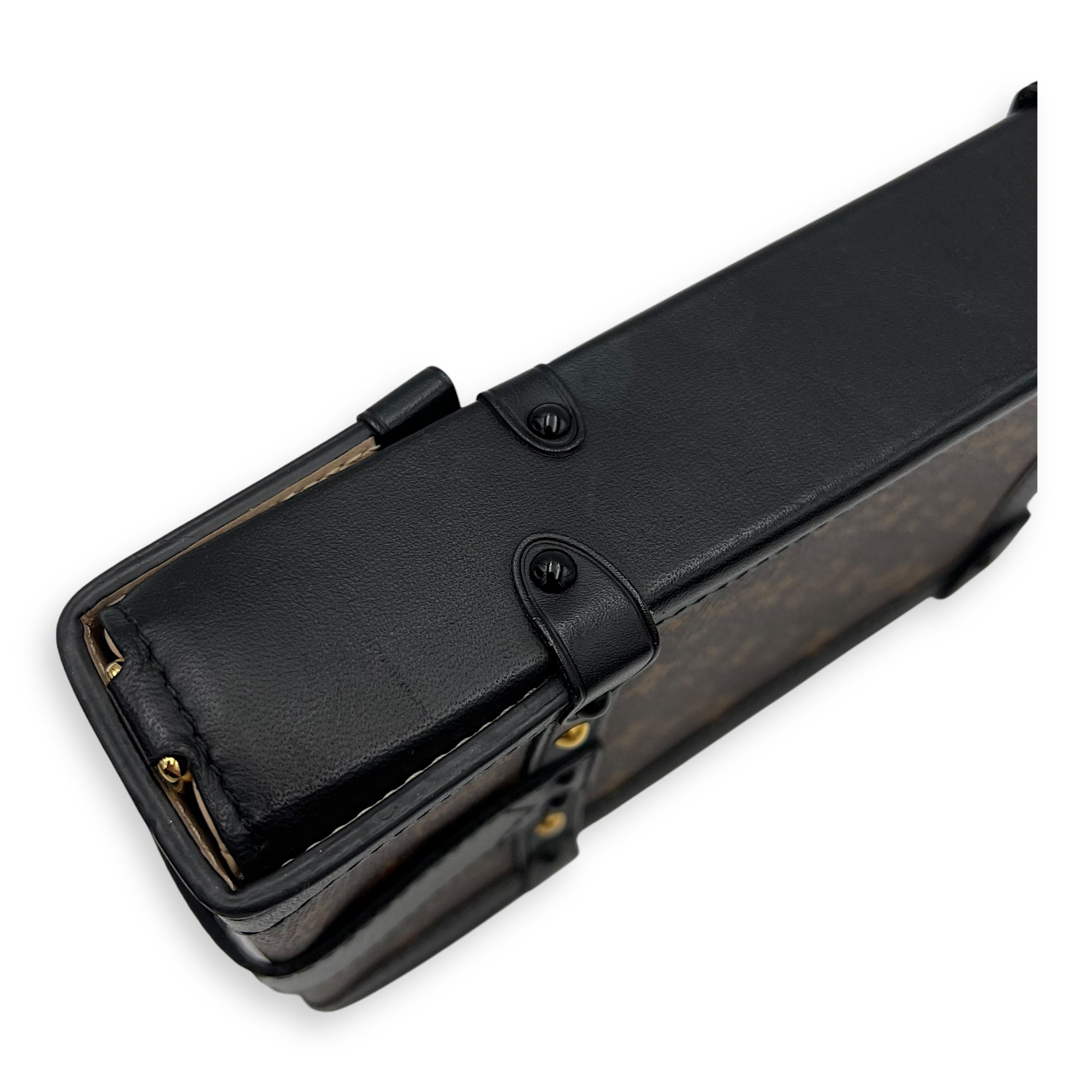 Trunk Vertical Brown Crossbody Bag in Monogram Coated Canvas, Gold hardware - Image 8