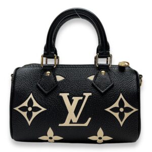 Speedy Nano Black Top Handle Bag in Empreinte Leather, Gold hardware